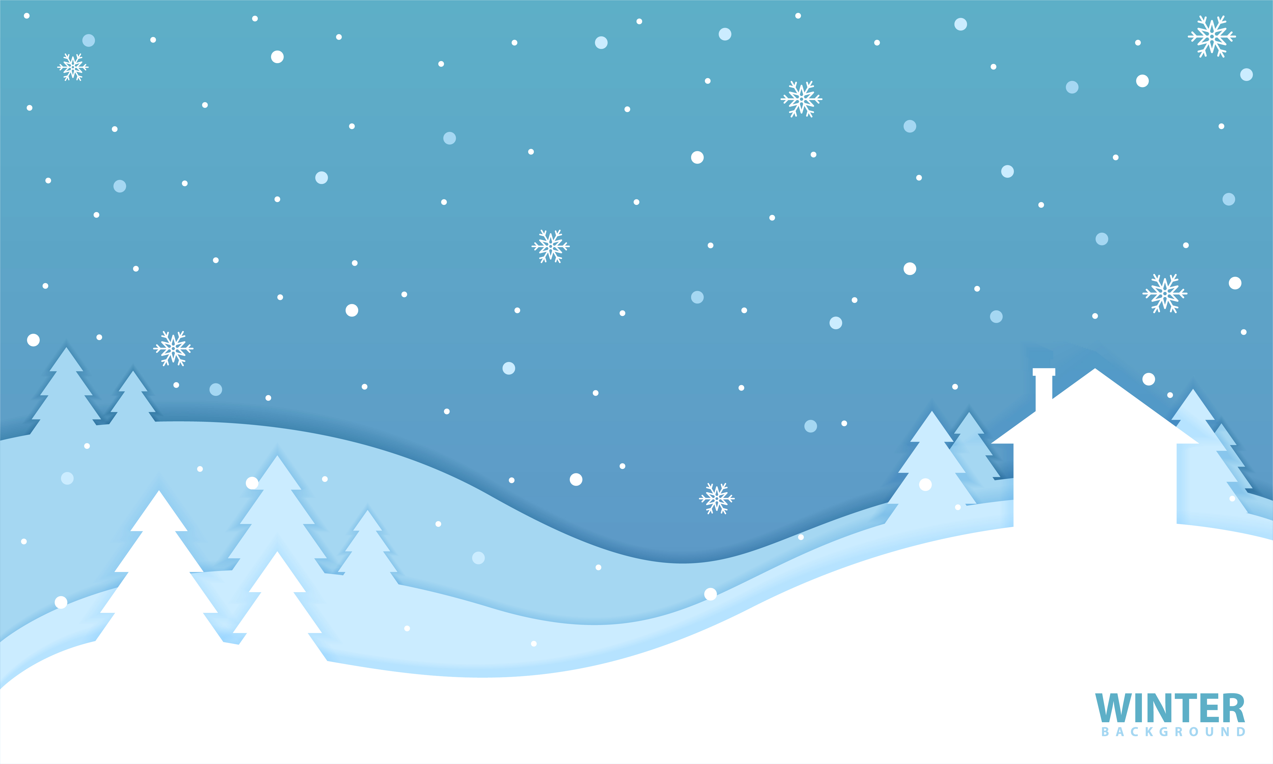 Winter Landscape Background in Paper Cut Graphic by be young · Creative Fabrica