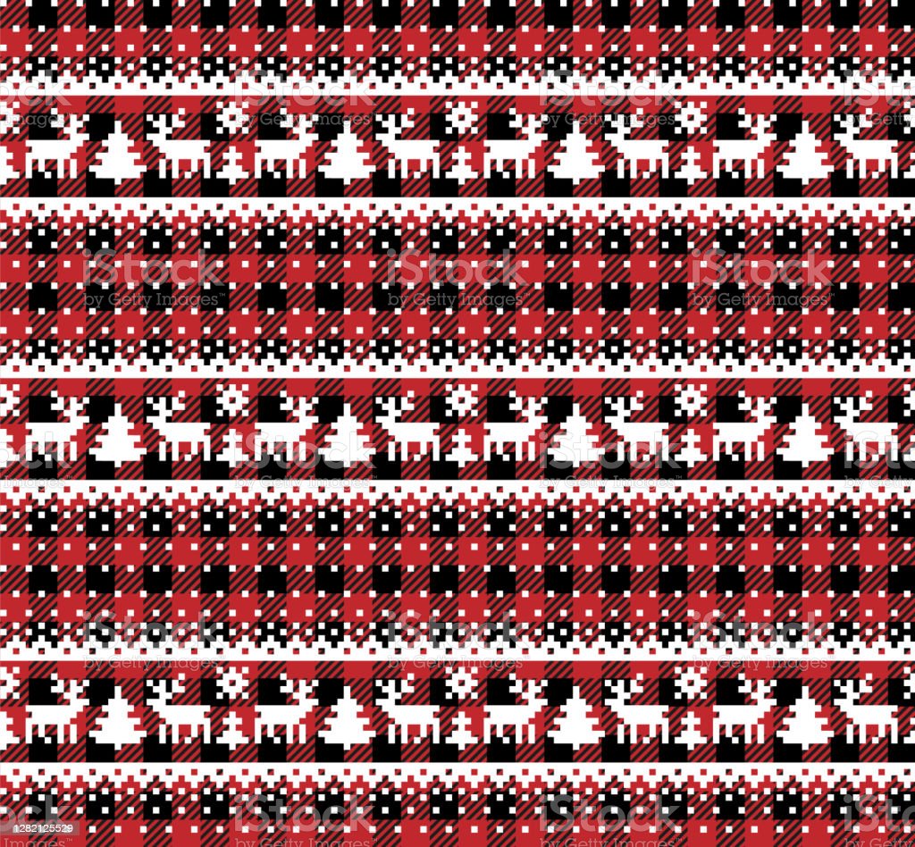 Christmas And New Year Pattern At Buffalo Plaid Festive Background For Design And Print Stock Illustration Image Now