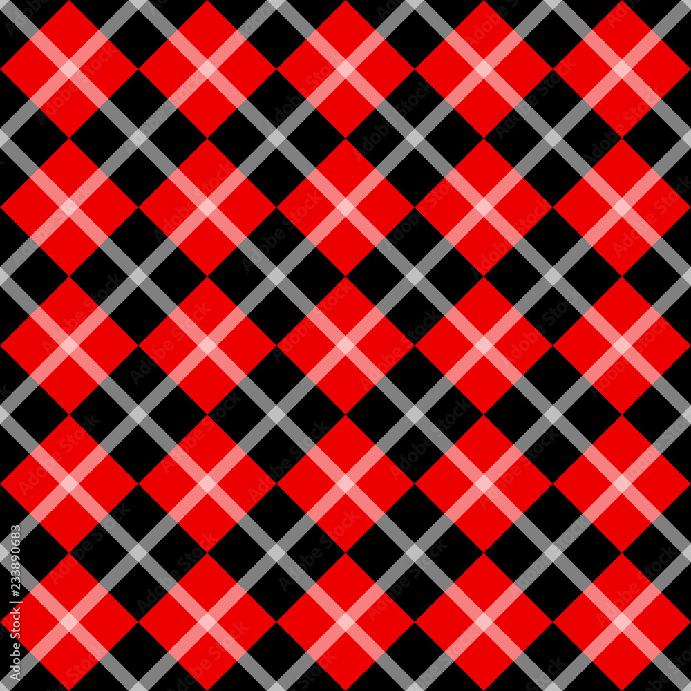 Tartan, plaid seamless pattern, diagonal background. Wallpaper, wrapping paper, textile.Retro style.Fashion illustration, vector.Christmas, new year decor. Stock Vector