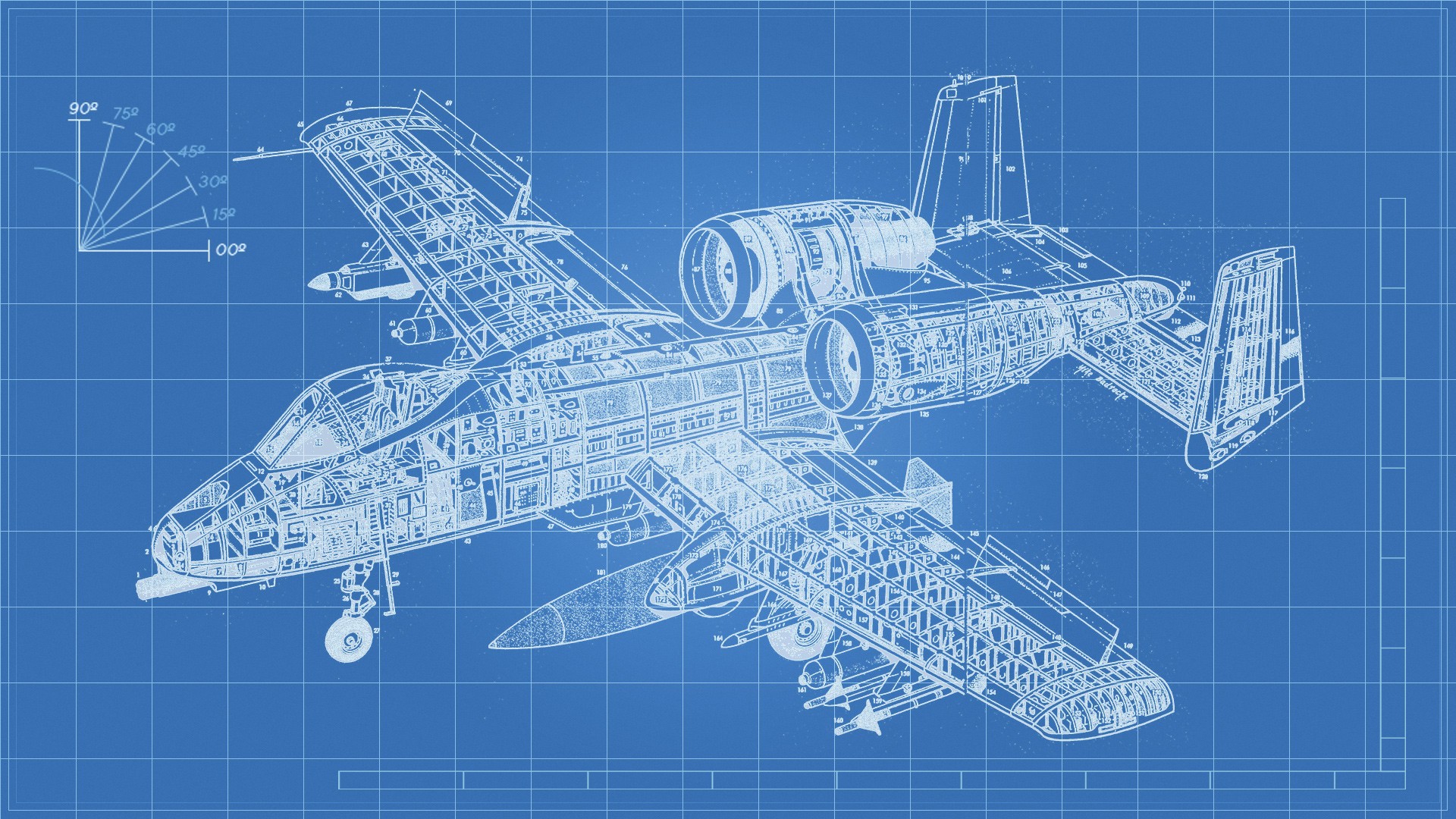 Technical drawing of the aircraft Desktop wallpaper 1600x900