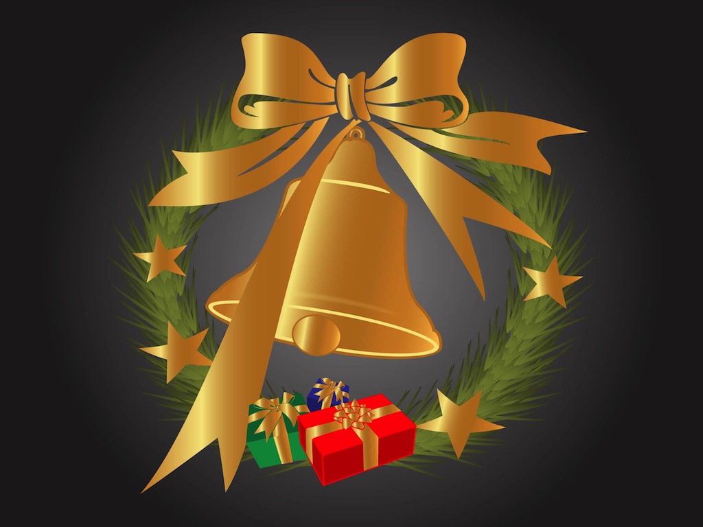 Golden Christmas Bell Vector Art & Graphics