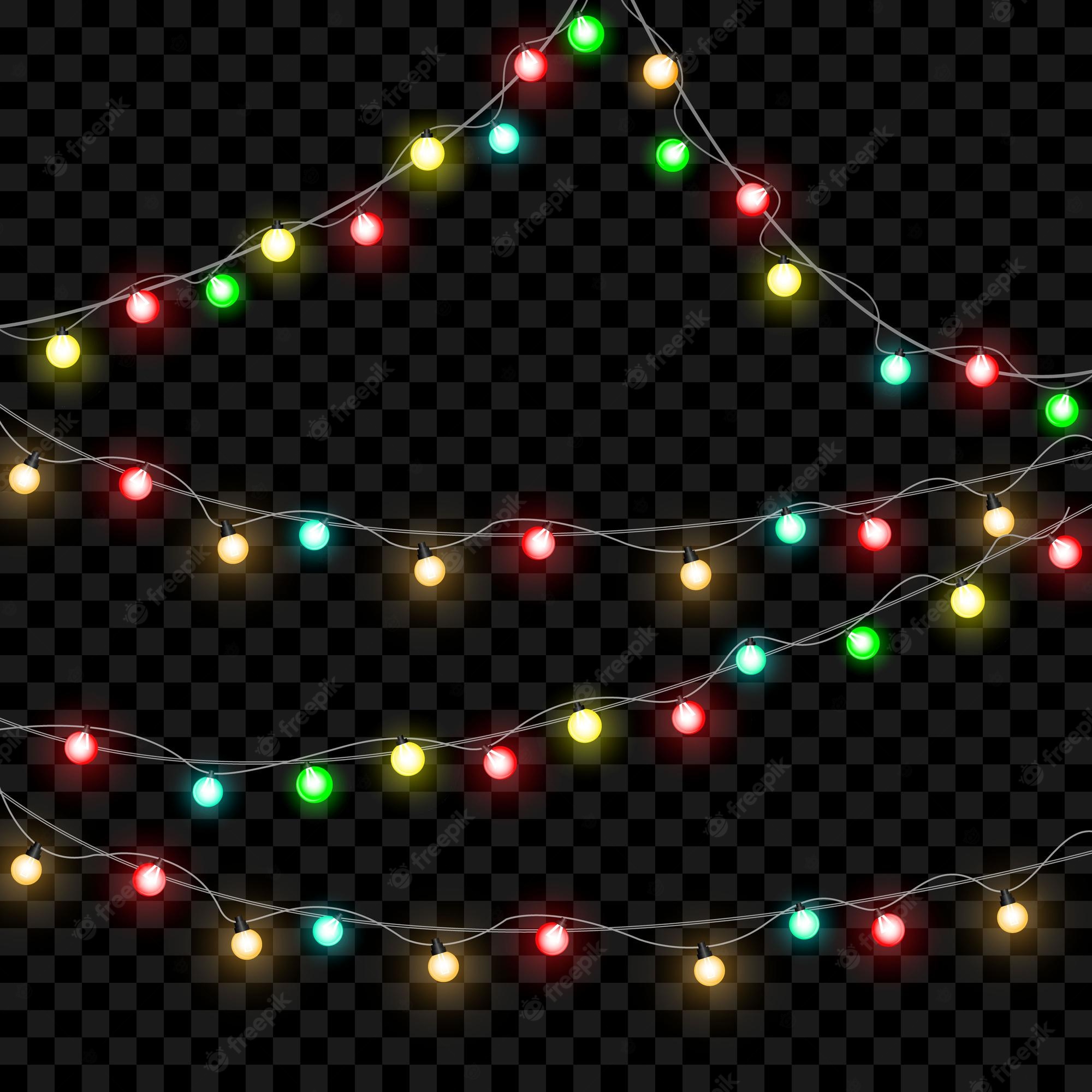 Premium Vector. Christmas lights isolated on transparent background. xmas glowing garland