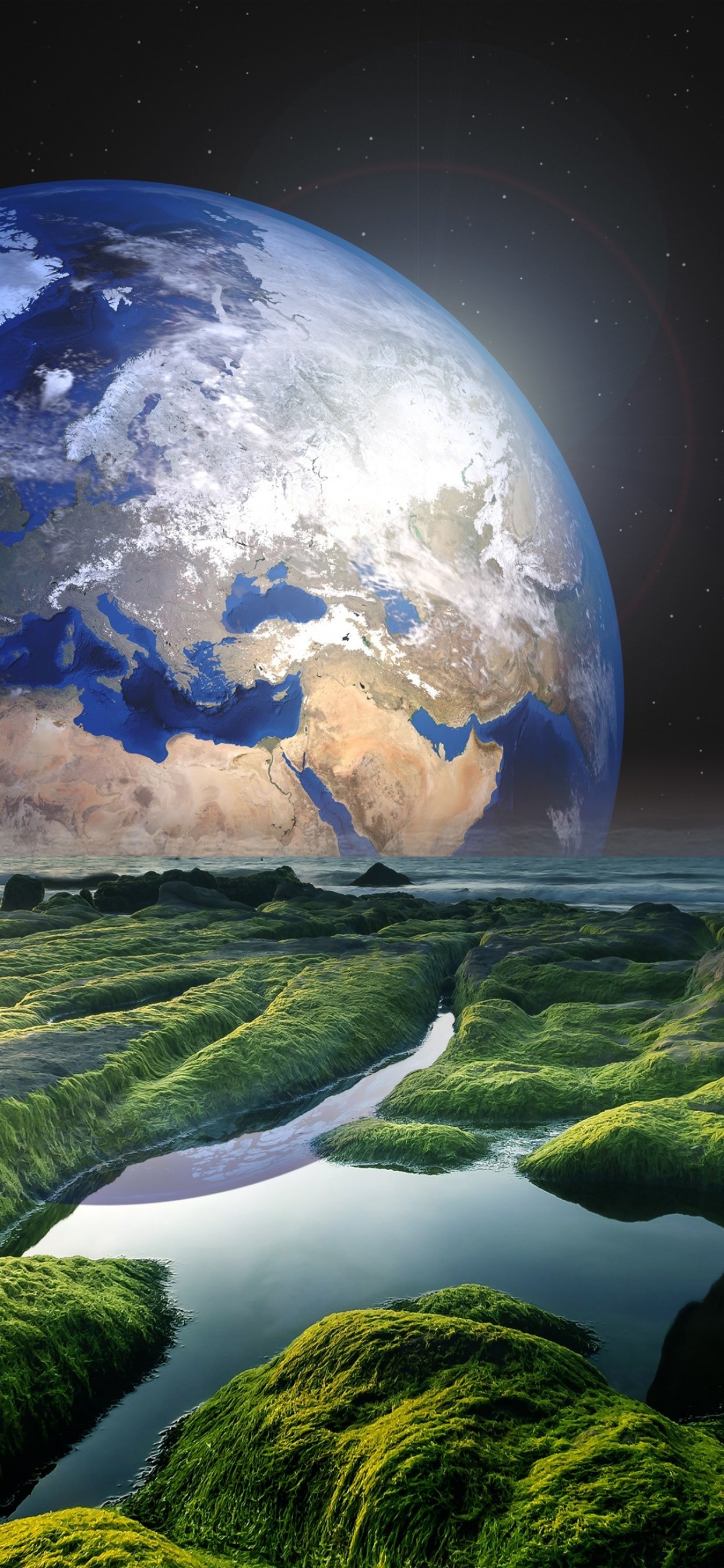 Earth Wallpaper 4K, Space, Stars, Green, Space