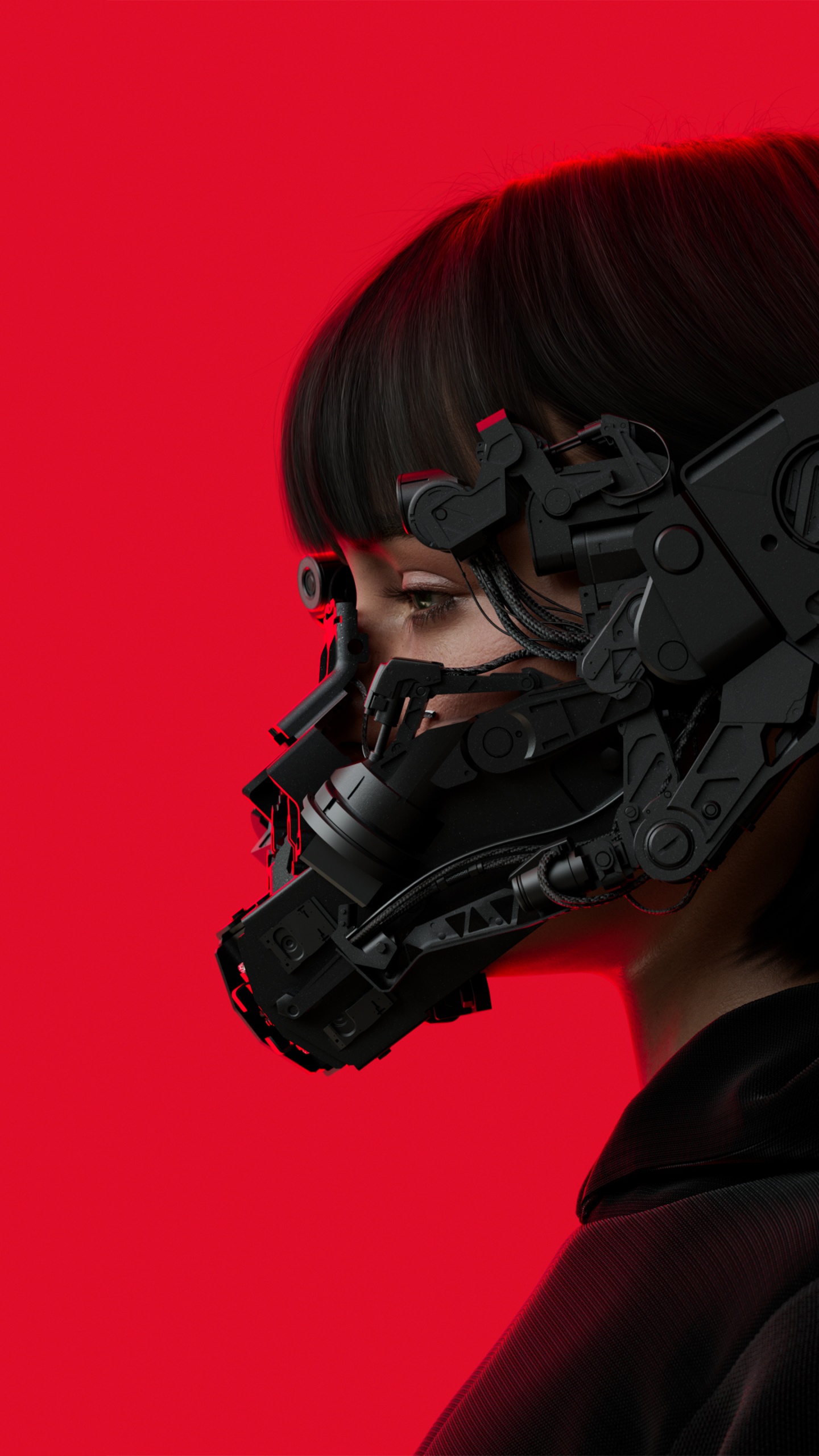 Cyberpunk Wallpaper 4K, Red background