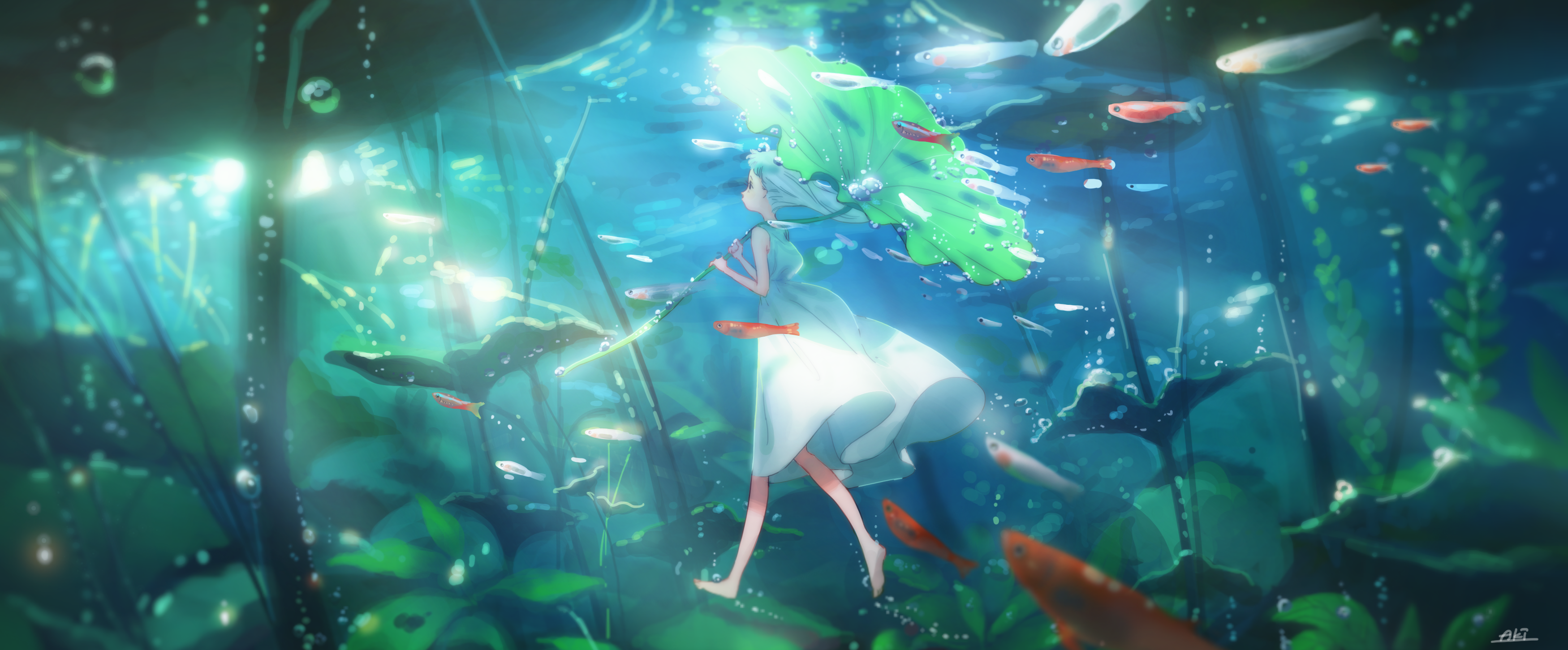 Anime Underwater HD Wallpaper and Background