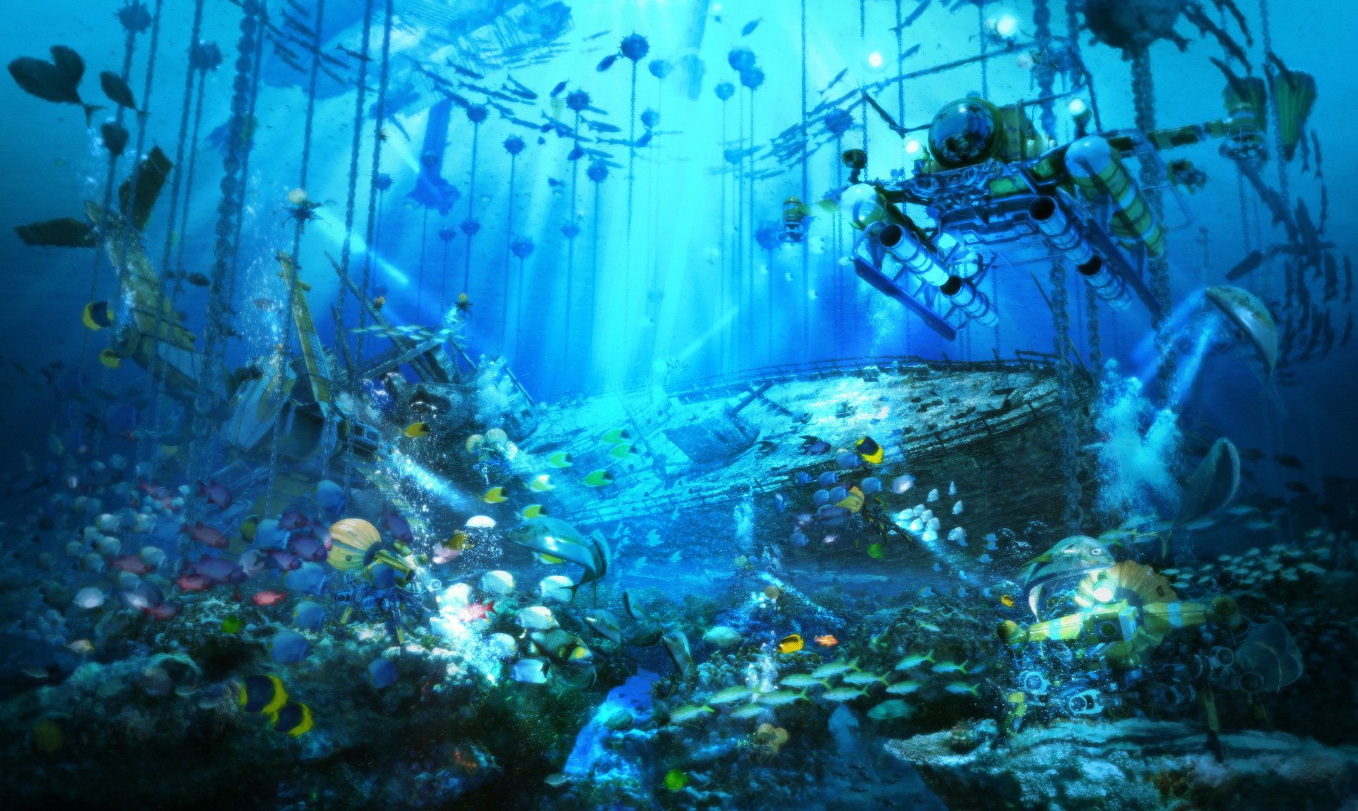 Ocean Landscape Anime Style 4k Wallpaper 4K-demhanvico.com.vn