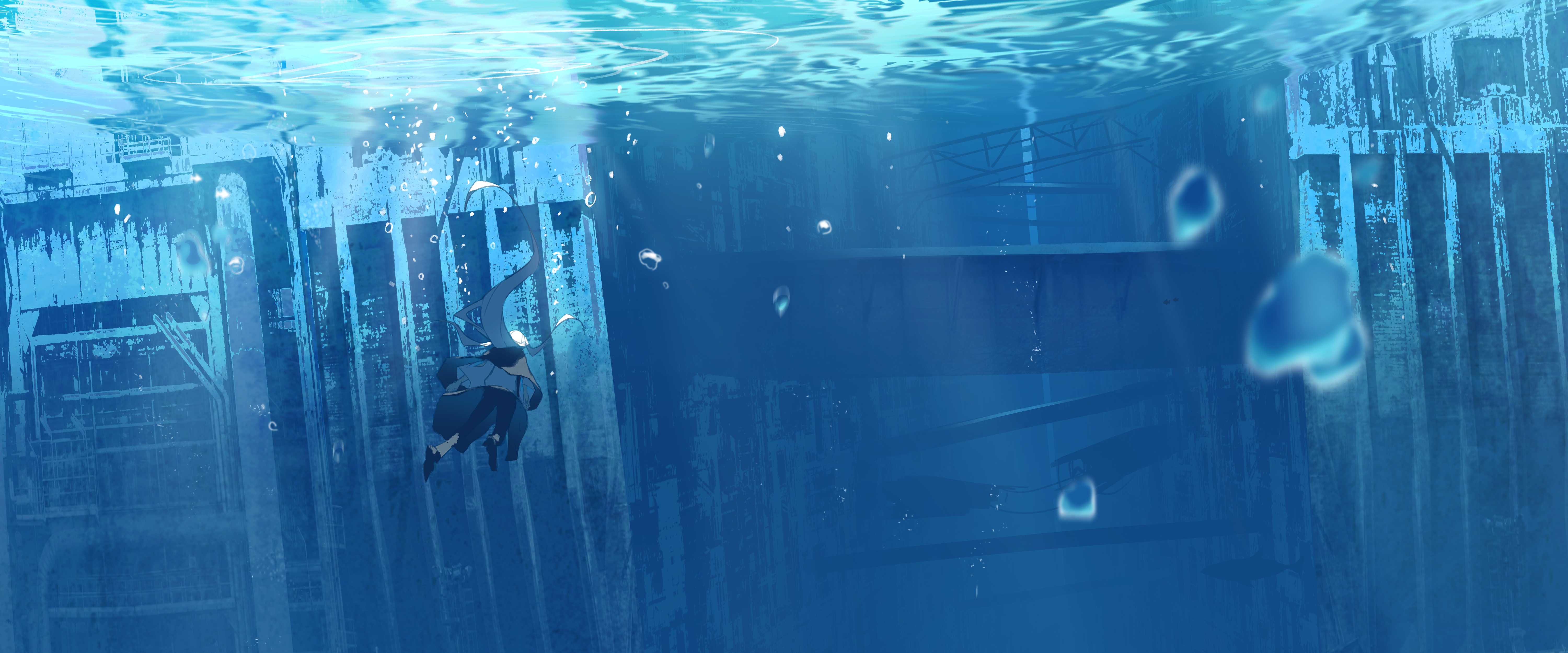 4K Anime Underwater Wallpaper and Background Image