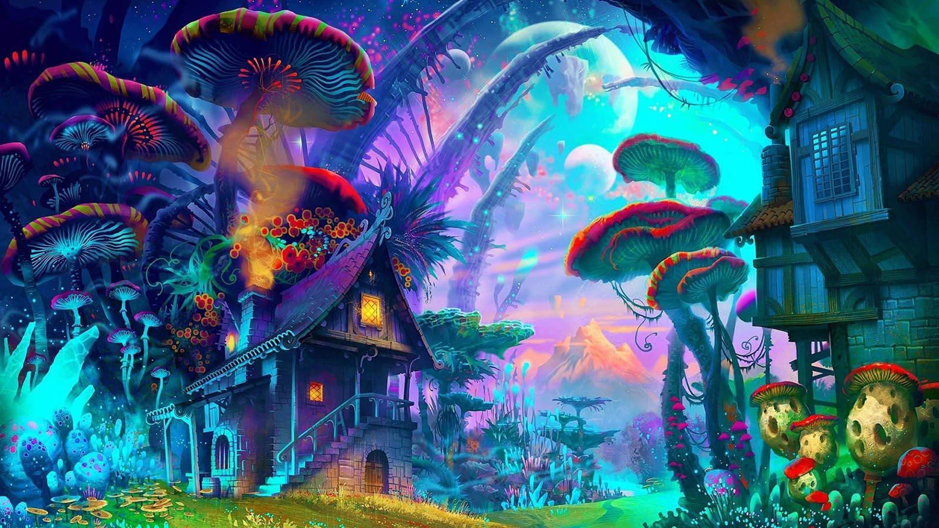 Download Fantasy Mushroom Village Wallpaper
