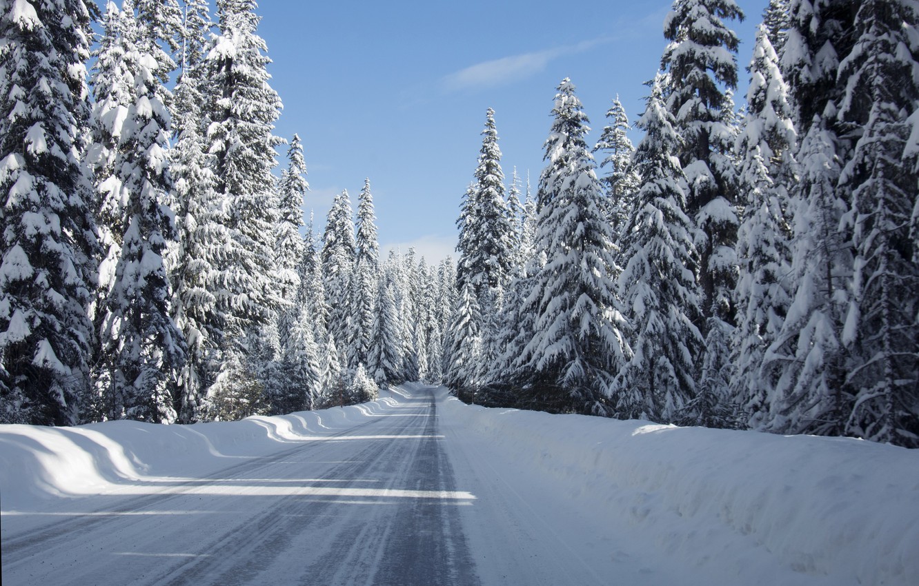 Wallpaper winter, road, snow, landscape, road, landscape, winter, snow, tree image for desktop, section природа