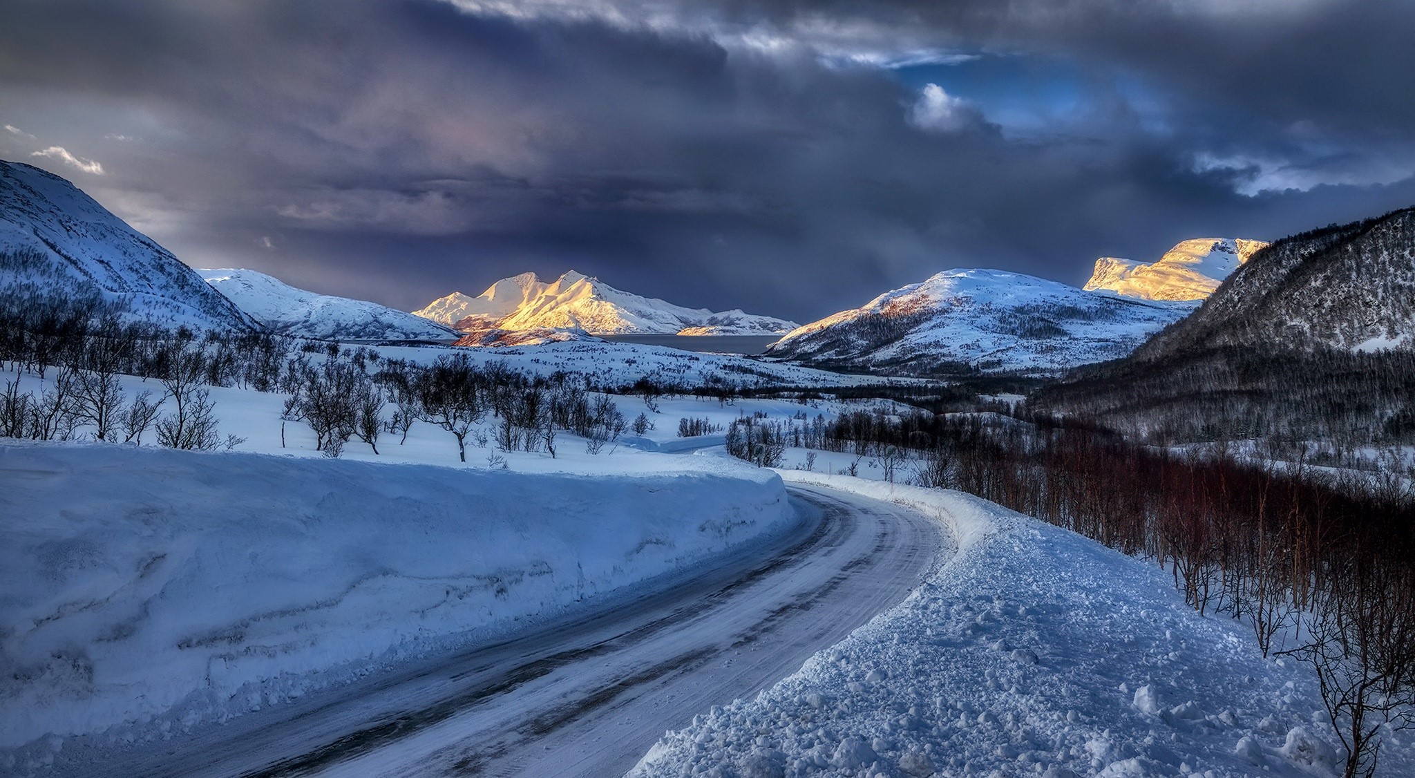 Norway, landscape, road, cold, winter Gallery HD Wallpaper