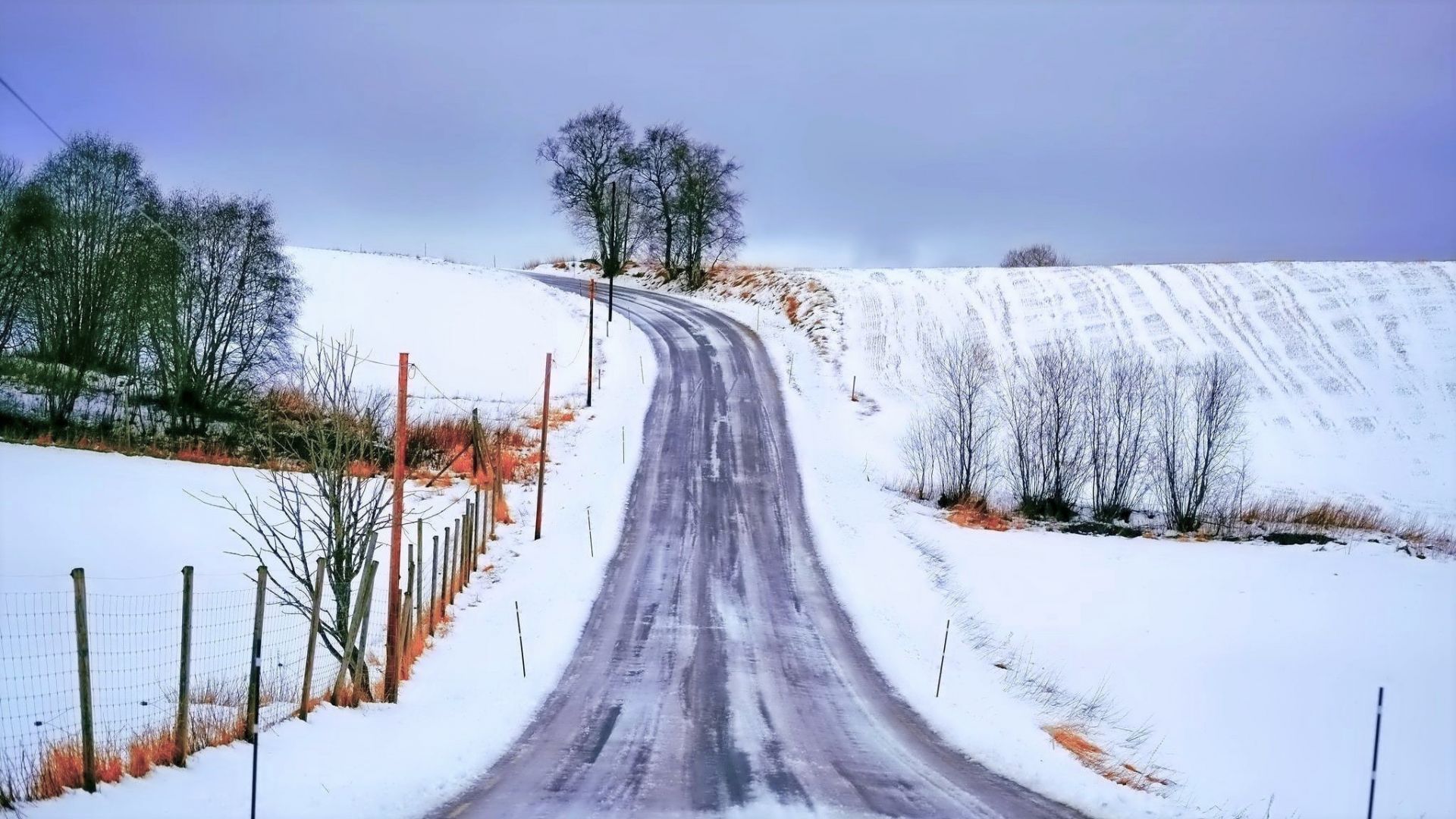 Desktop Wallpaper Road In Winter, Landscape, HD Image, Picture, Background, B64cf2