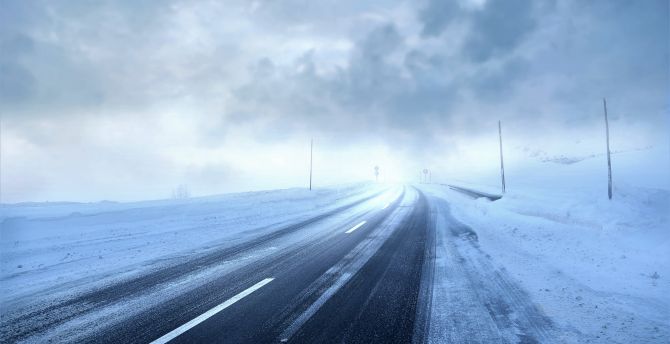 Wallpaper winter storm, clouds, road, landscape desktop wallpaper, HD image, picture, background, 83421a