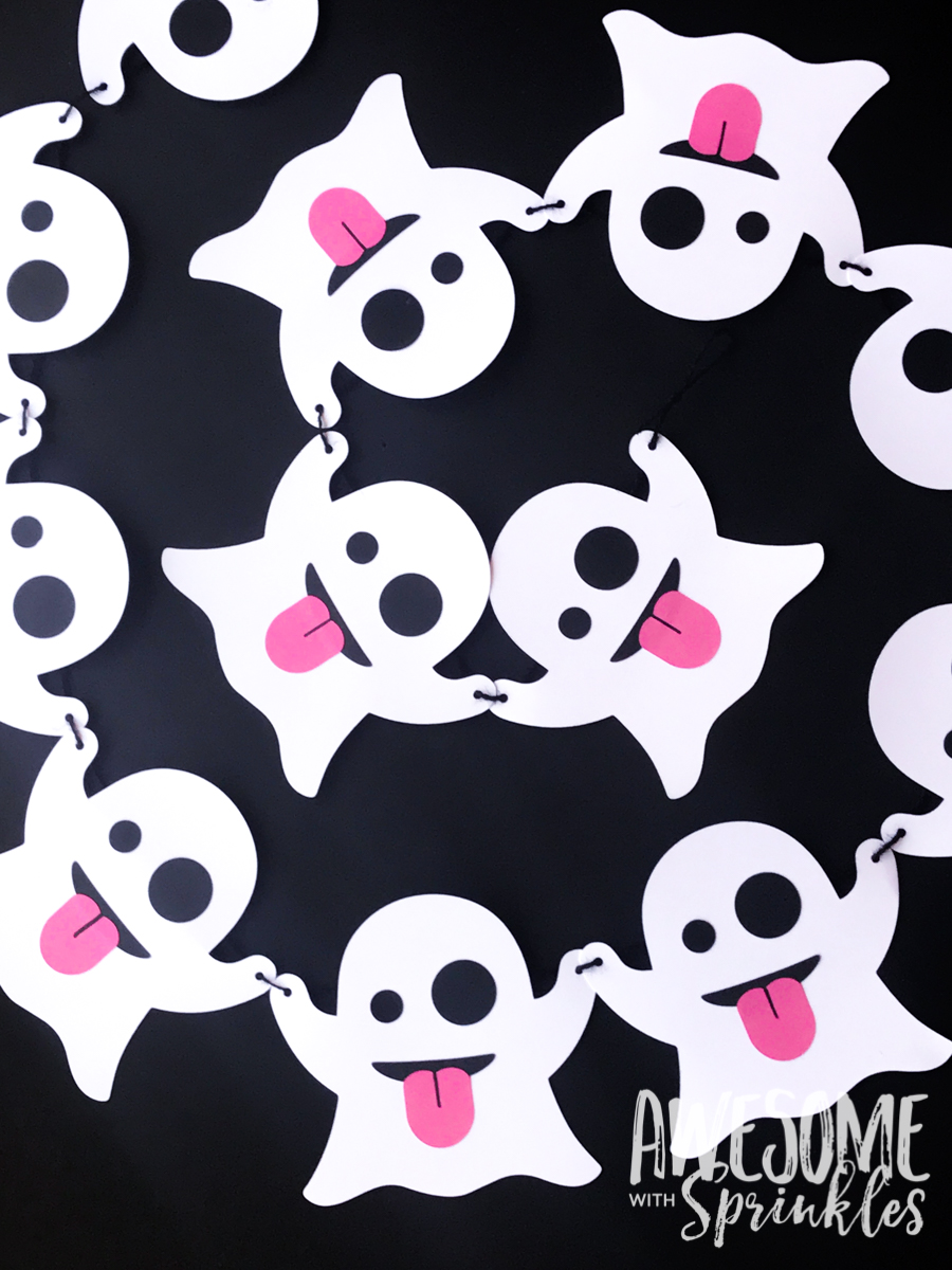 Emoji Ghost Banner with Cricut and Printable with Sprinkles