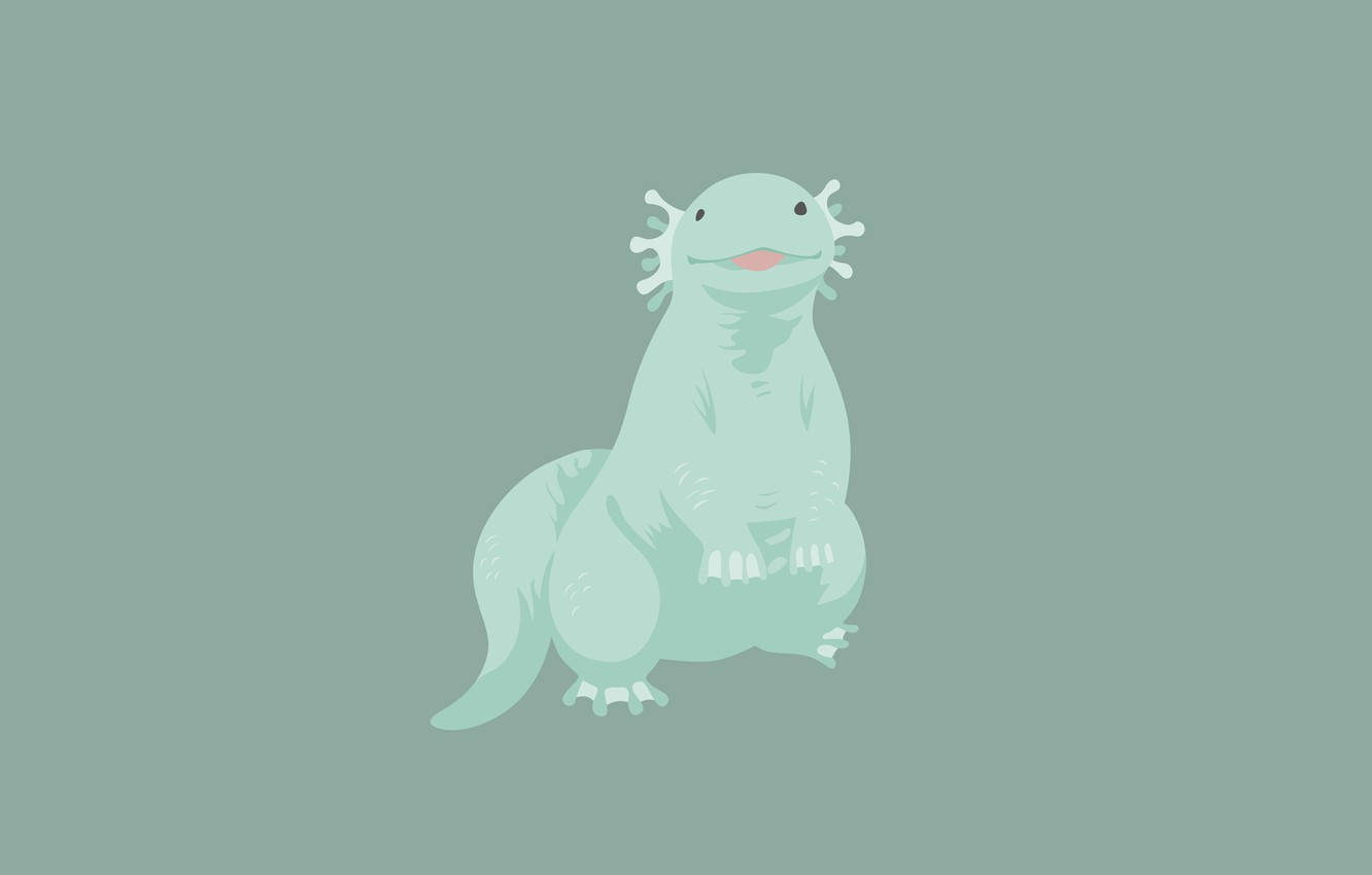 Download Minimalist Axolotl In Mint Green Wallpaper