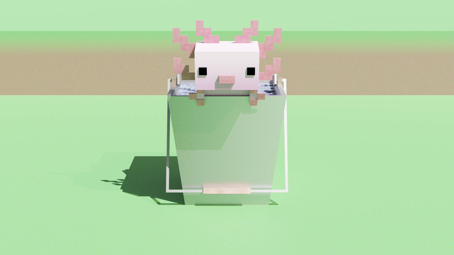 Download Minecraft Axolotl In Can Wallpaper