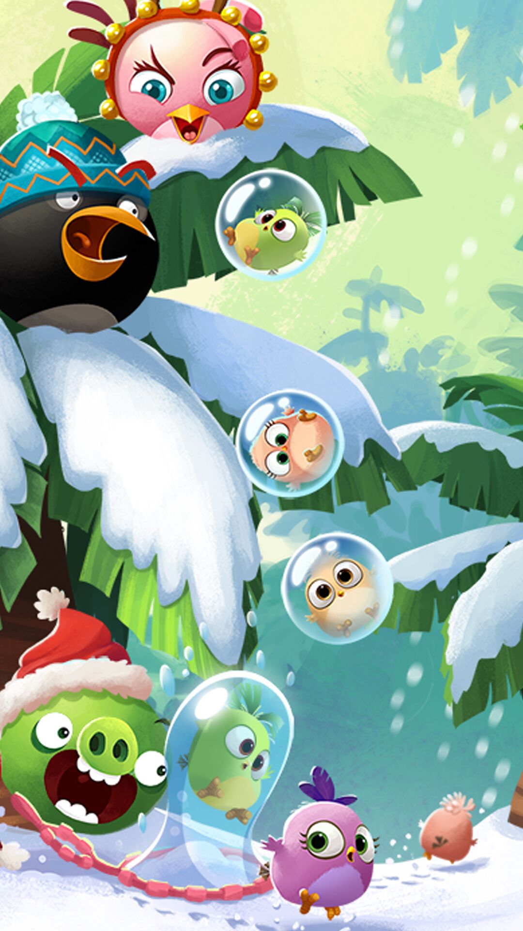 Angry Birds winter phone wallpaper for holidays