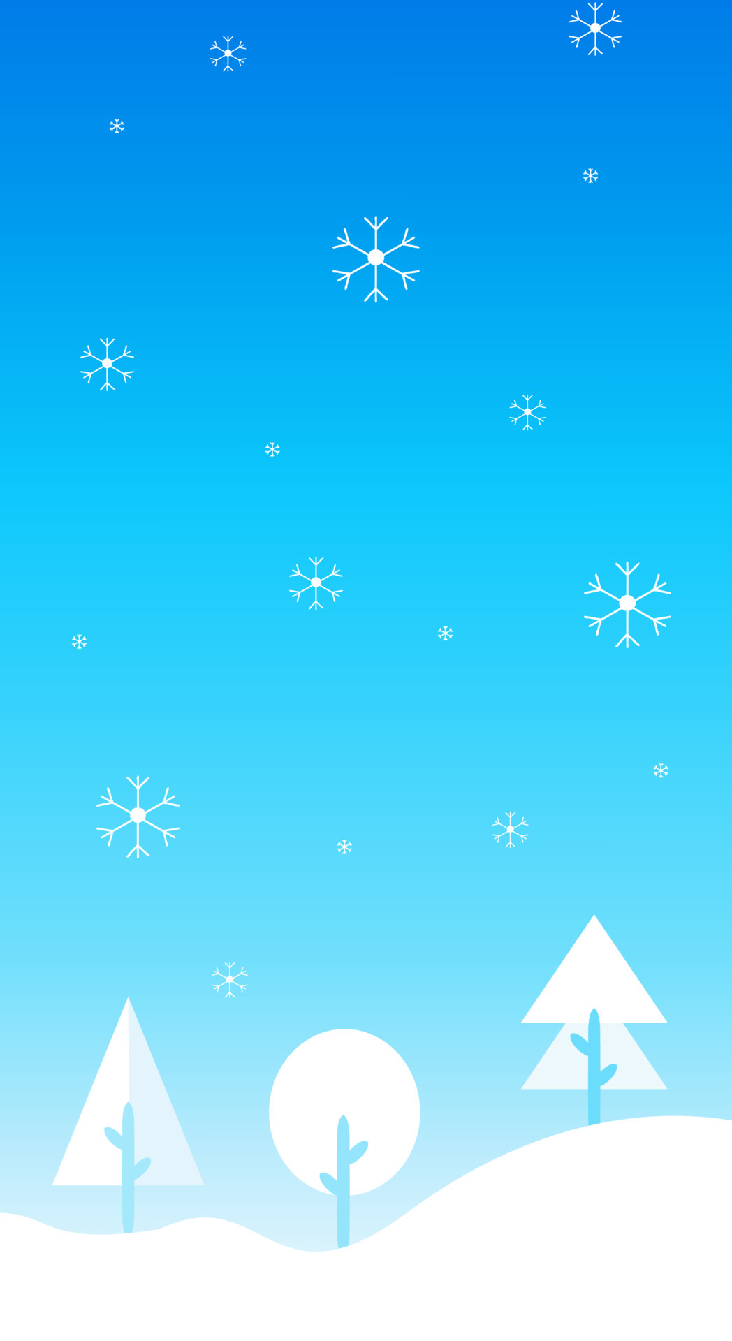 Winter landscape illustration in flat style with design snow and tree in noon view. Aesthetic winter season background. Banner for mobile phone screen saver theme, lock screen and wallpaper. Vector