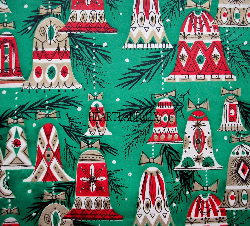Retro Christmas Bells Wrapping Paper Wallpaper Download