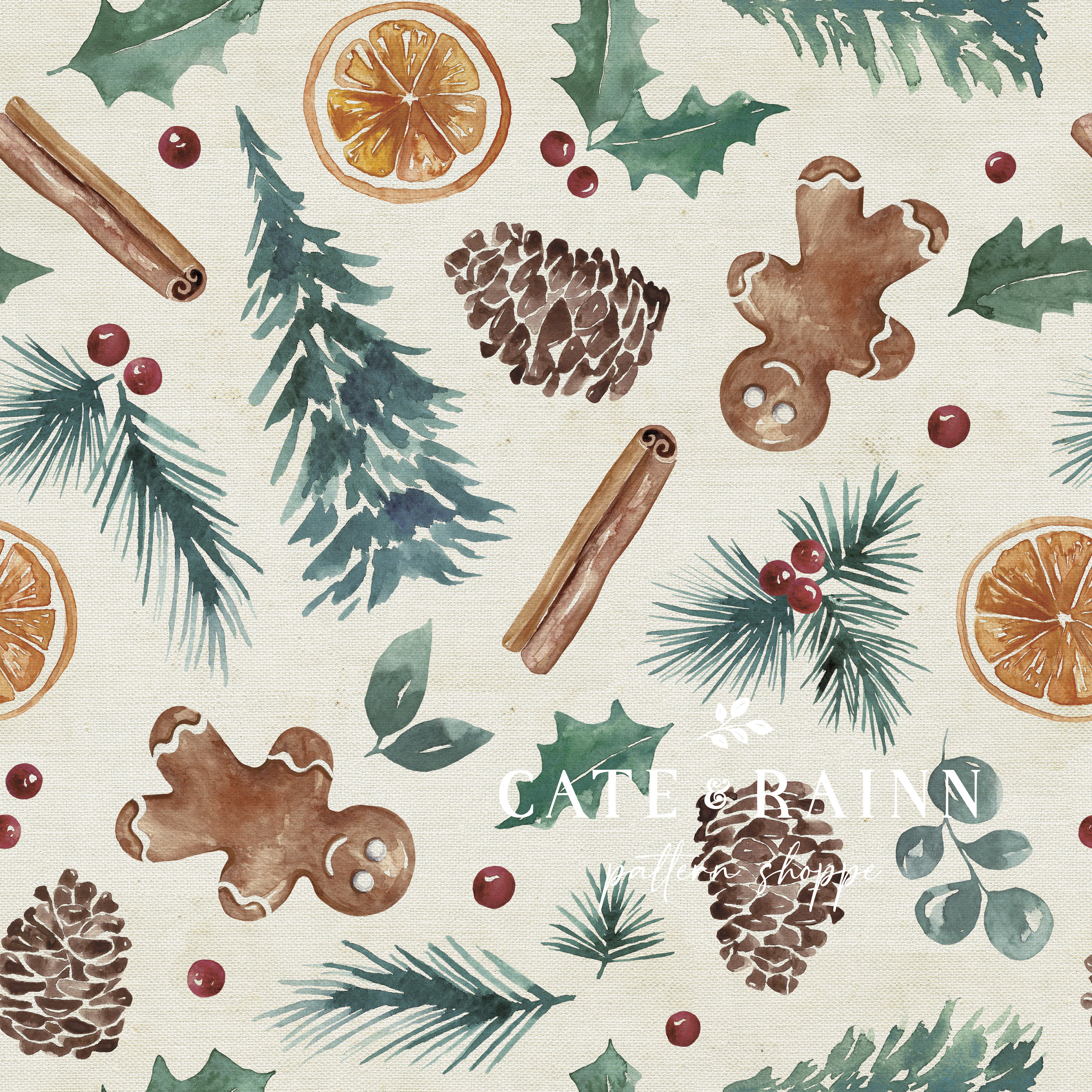 Christmas Seamless Pattern Vintage Christmas Art for