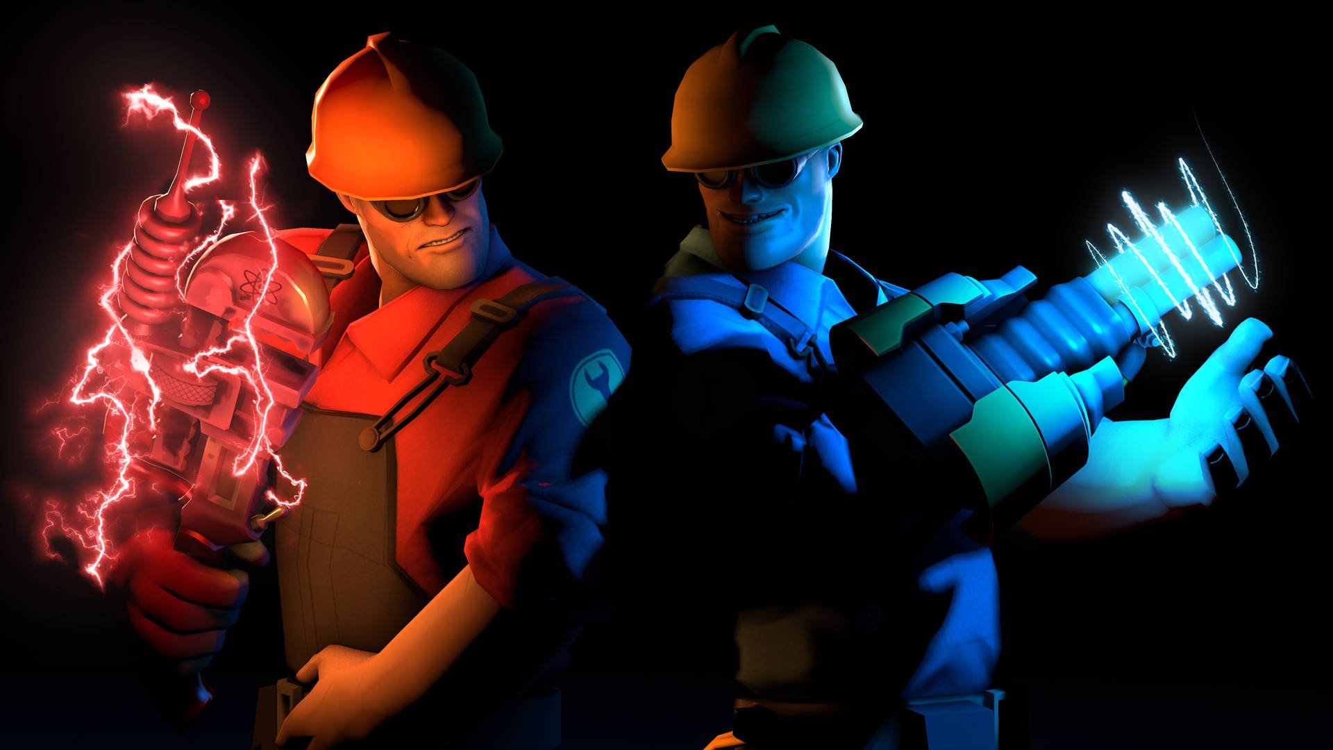 Download Tf2 4k Engineer Blue And Red Wallpaper