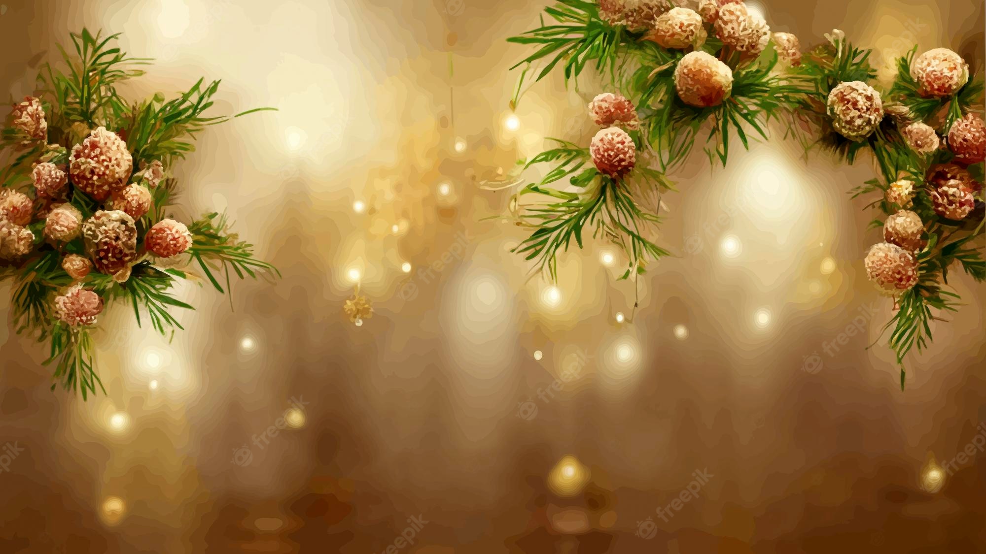 Premium Photo. Elegant christmas party background with realistic decoration christmas illustration