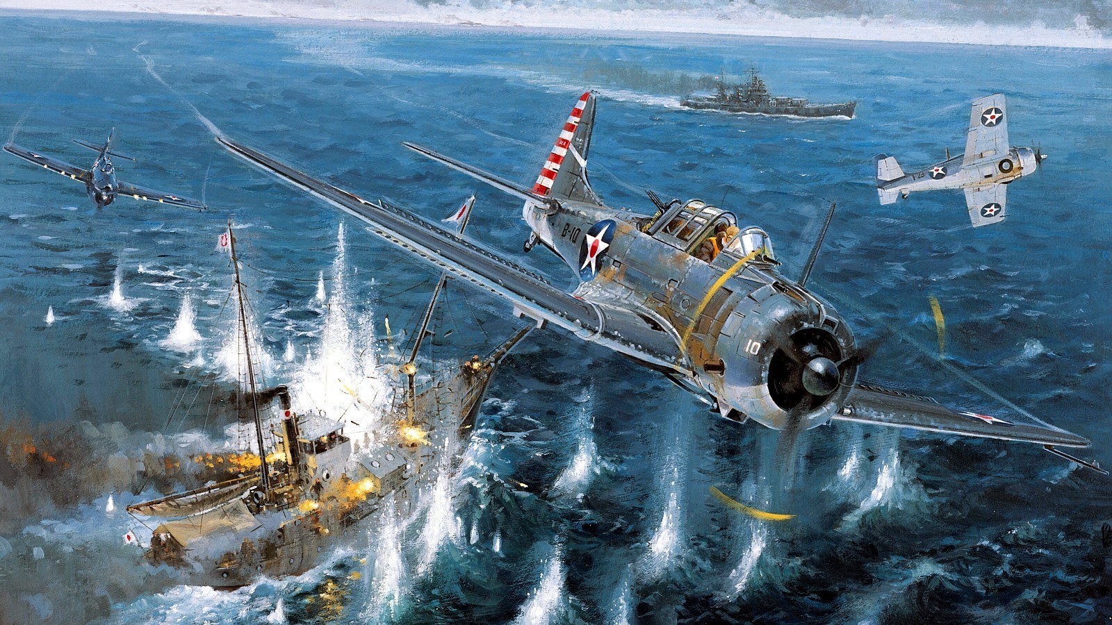 Full HD world war ii mcdonnell douglas dauntless dive bomber pacific military aircraft wallpaper