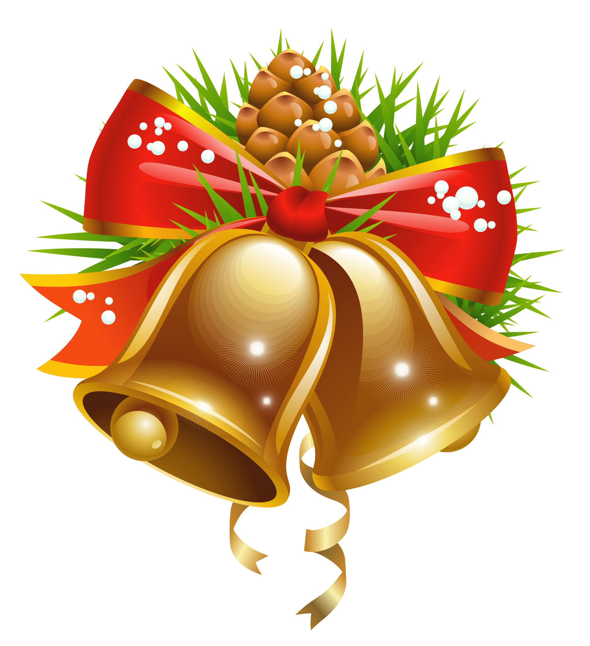 Golden Christmas Bell PNG HD Image