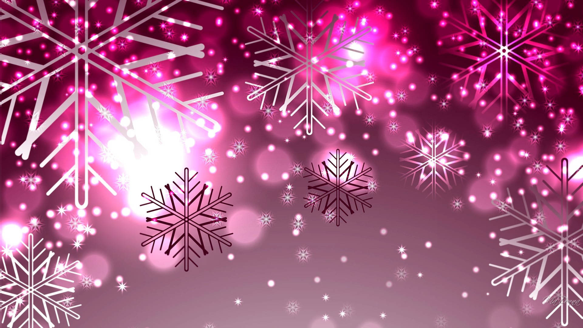 Download Pink Sparkle Snowflakes Wallpaper