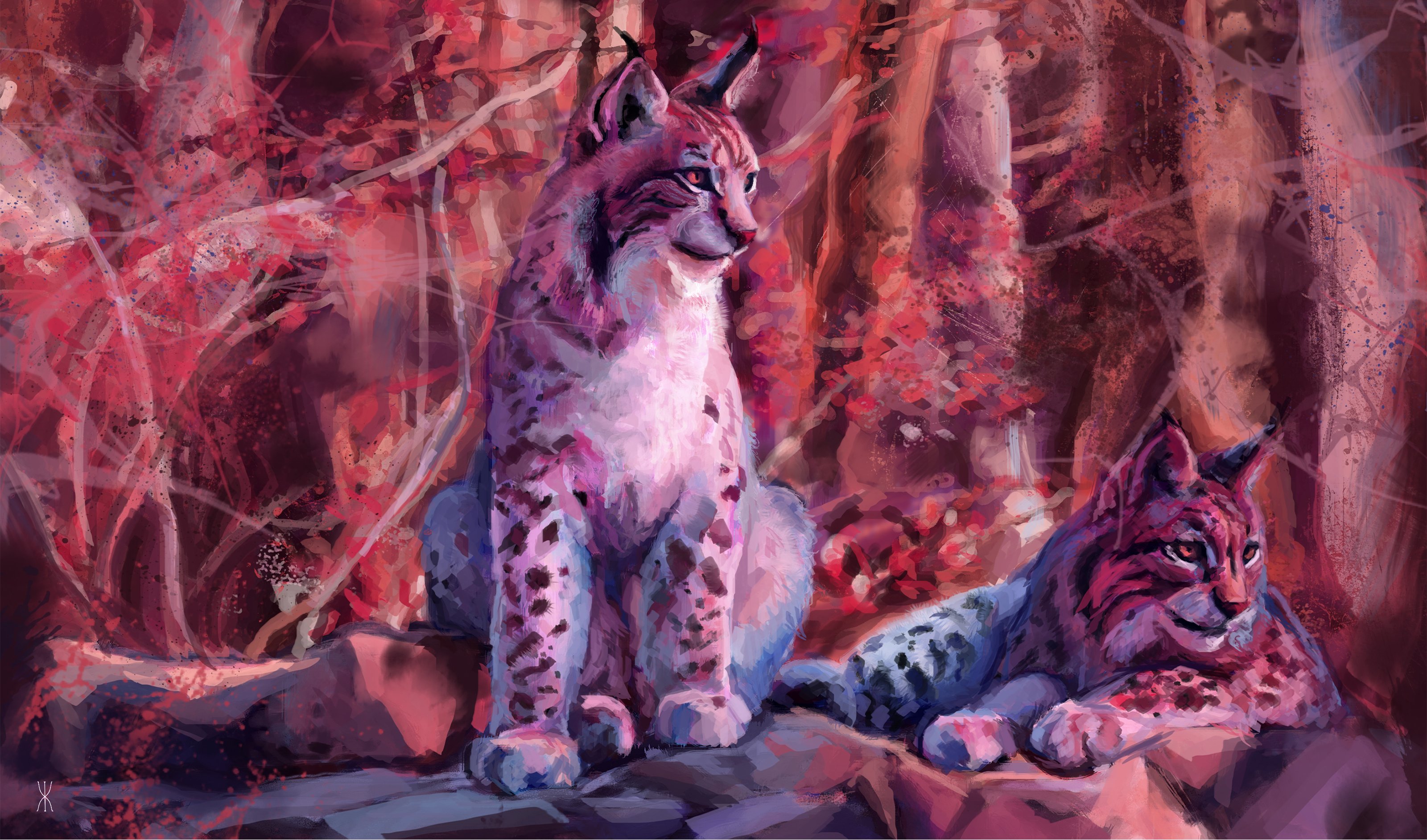 lynx, Bobcat, Art, Artwork, Painting Wallpaper HD / Desktop and Mobile Background