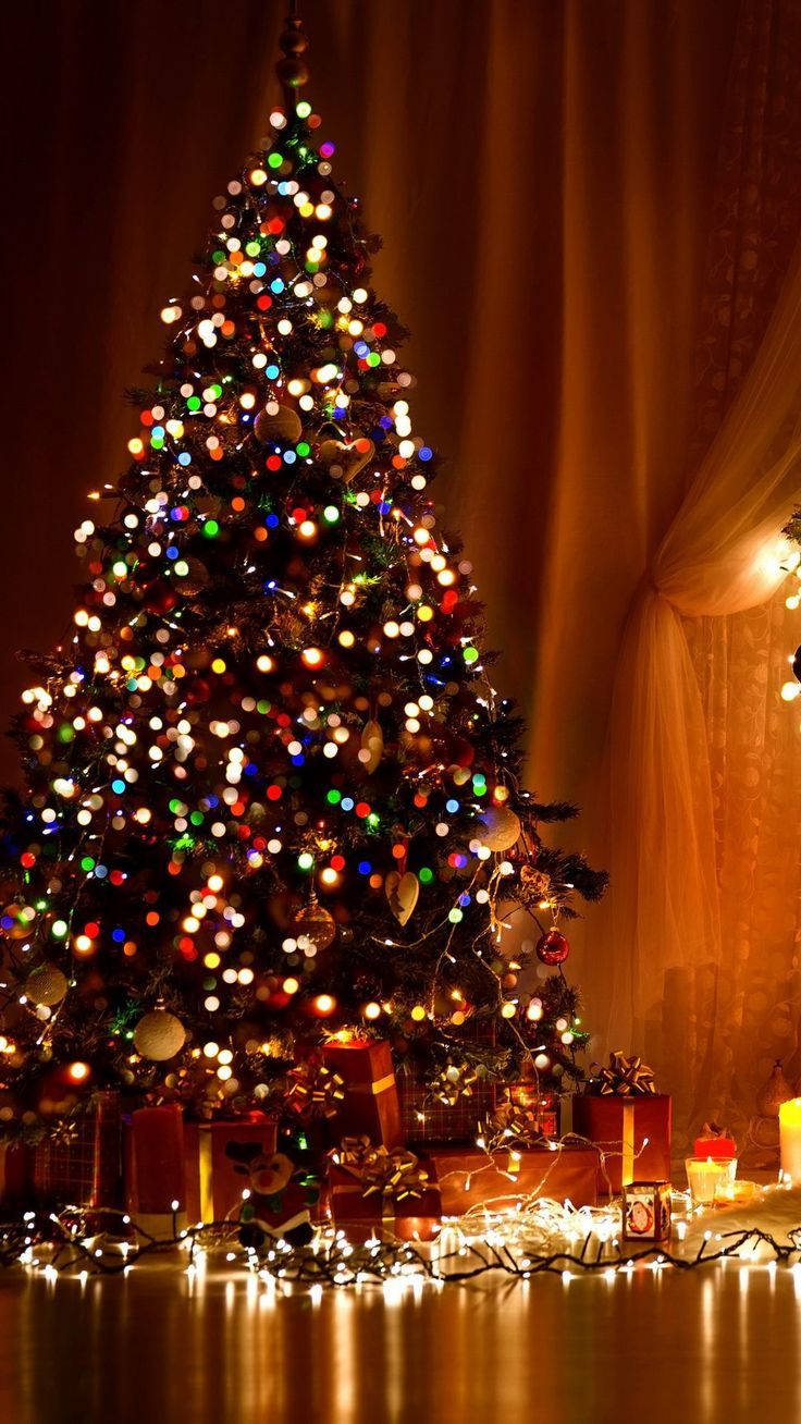 Download Colorful Lights Christmas Tree Wallpaper