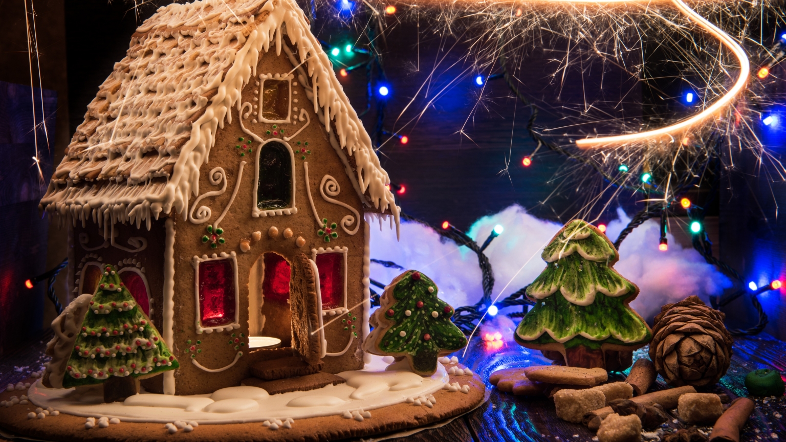 Christmas Gingerbread Decorations 1536 x 864 HDTV Wallpaper