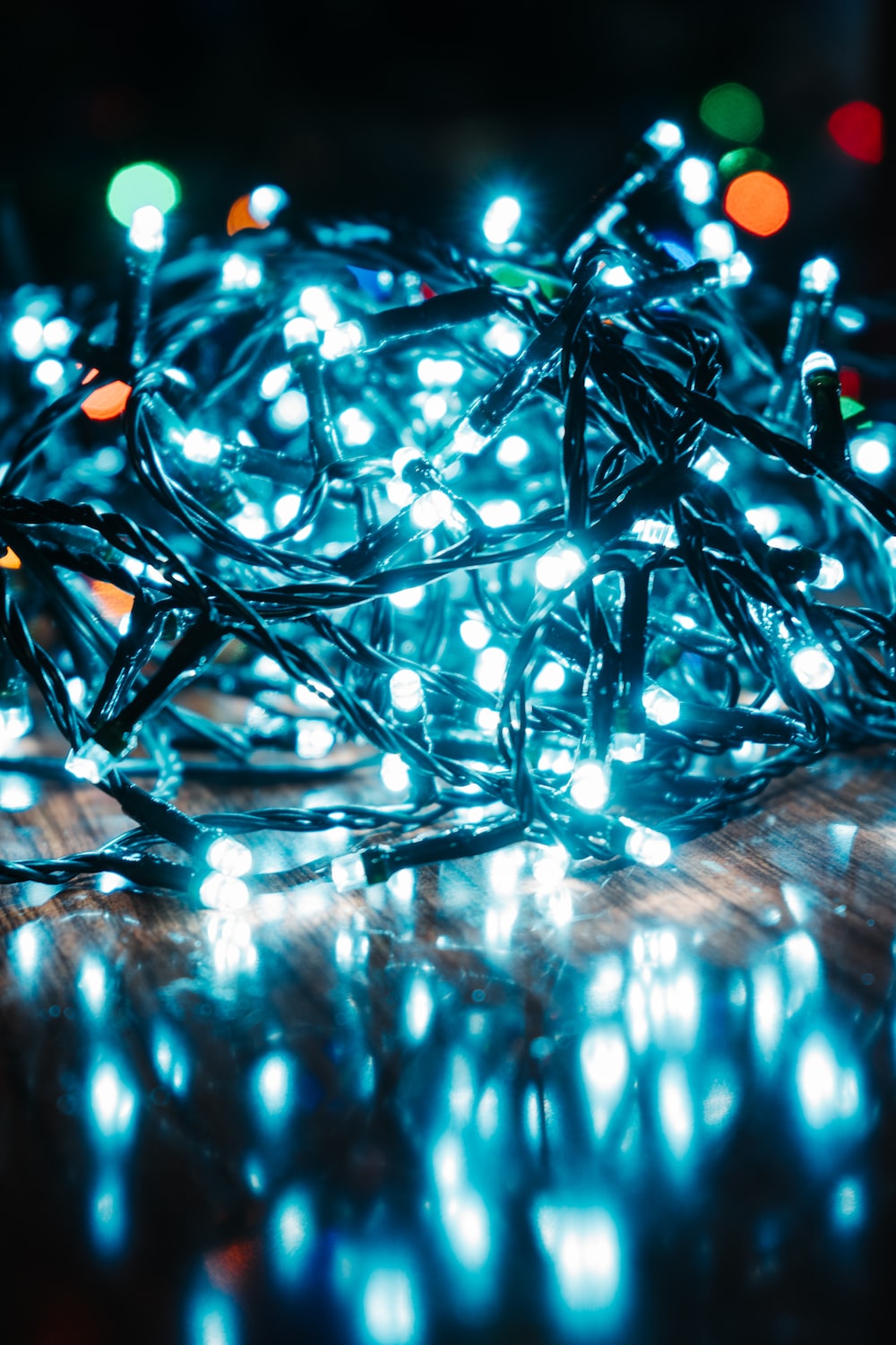 blue and red string lights photo
