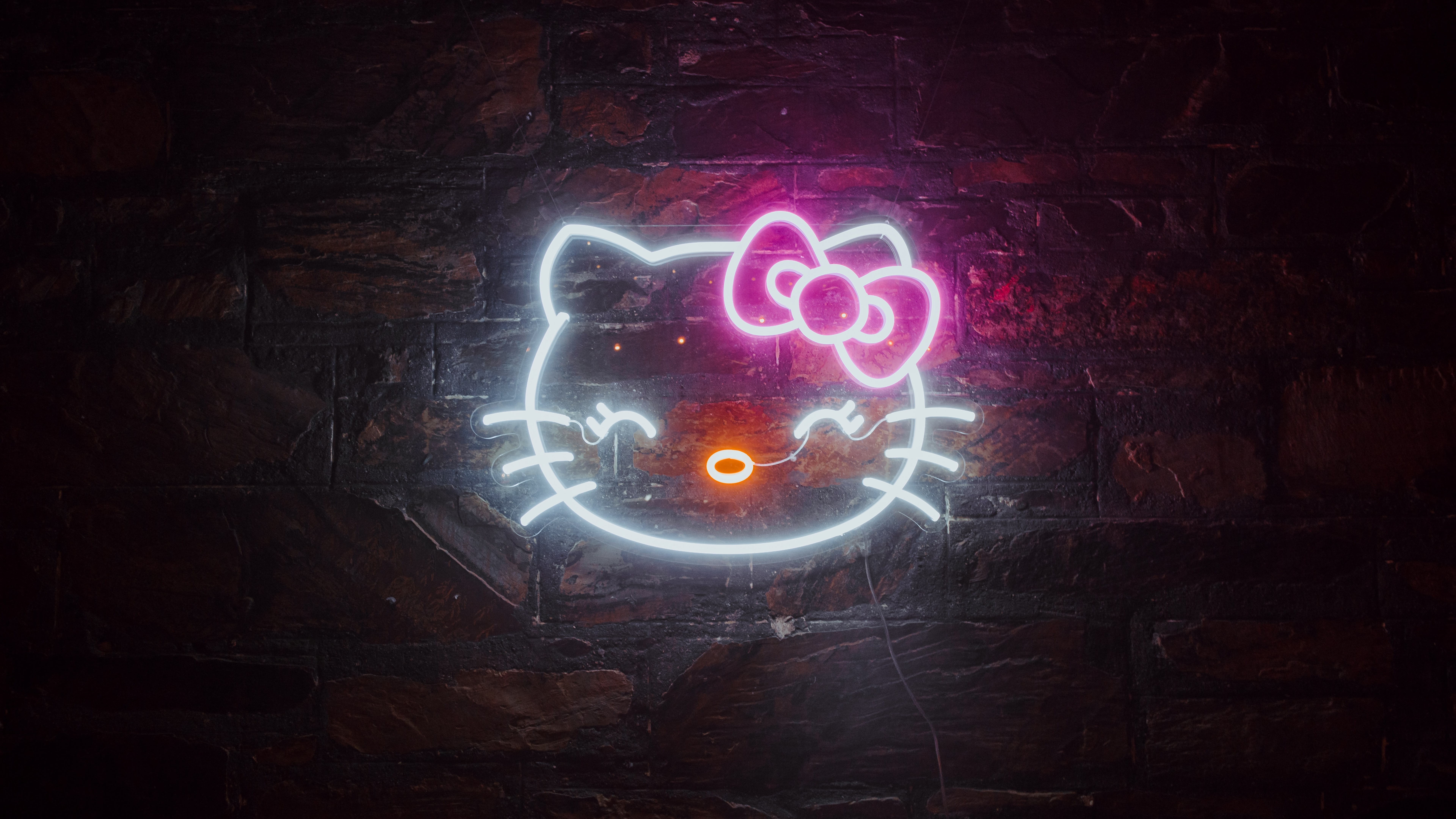 Hello Kitty Wallpaper 4K, Neon sign