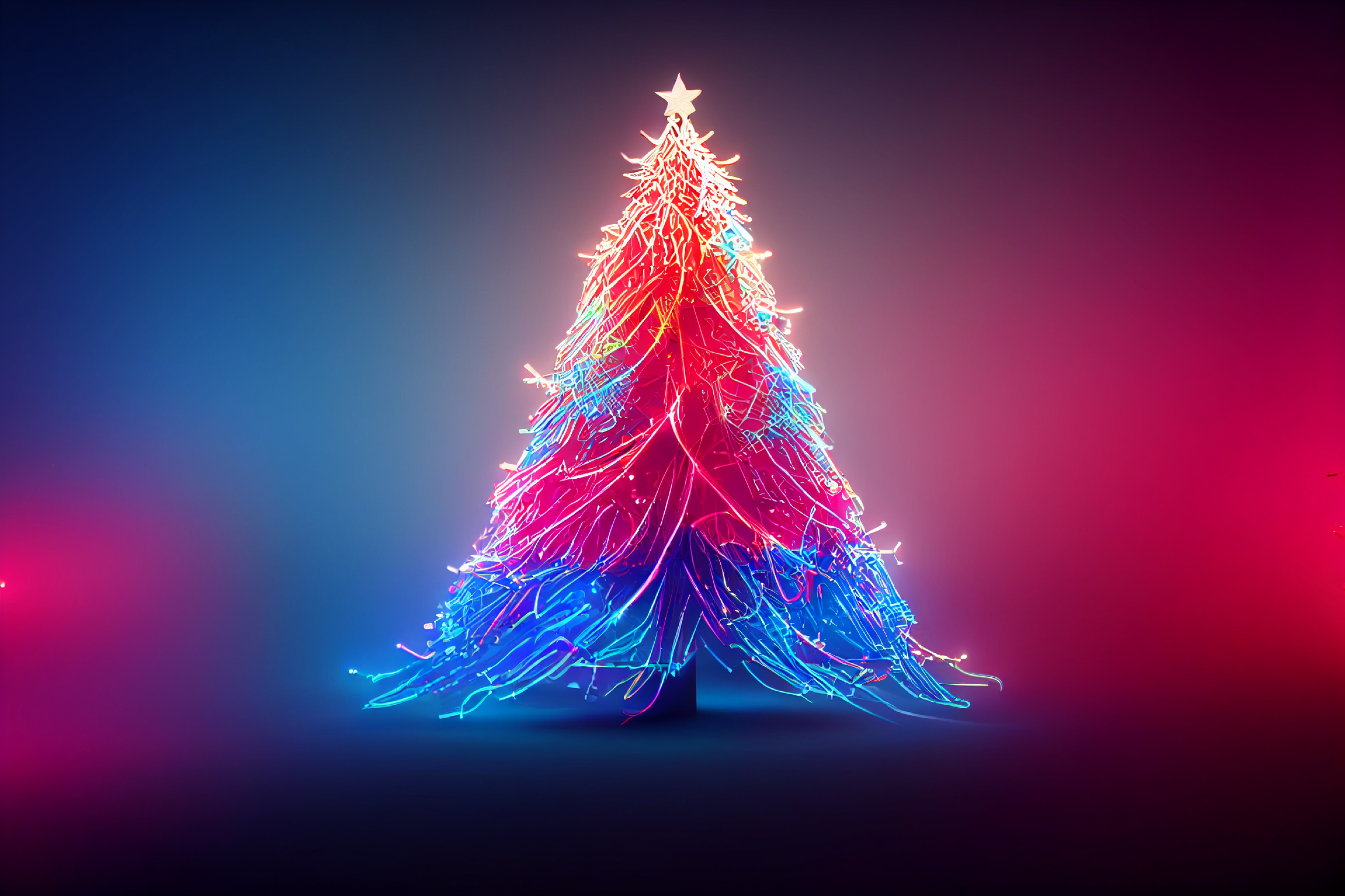 Free Neon Christmas Tree Greeting Card Background Image