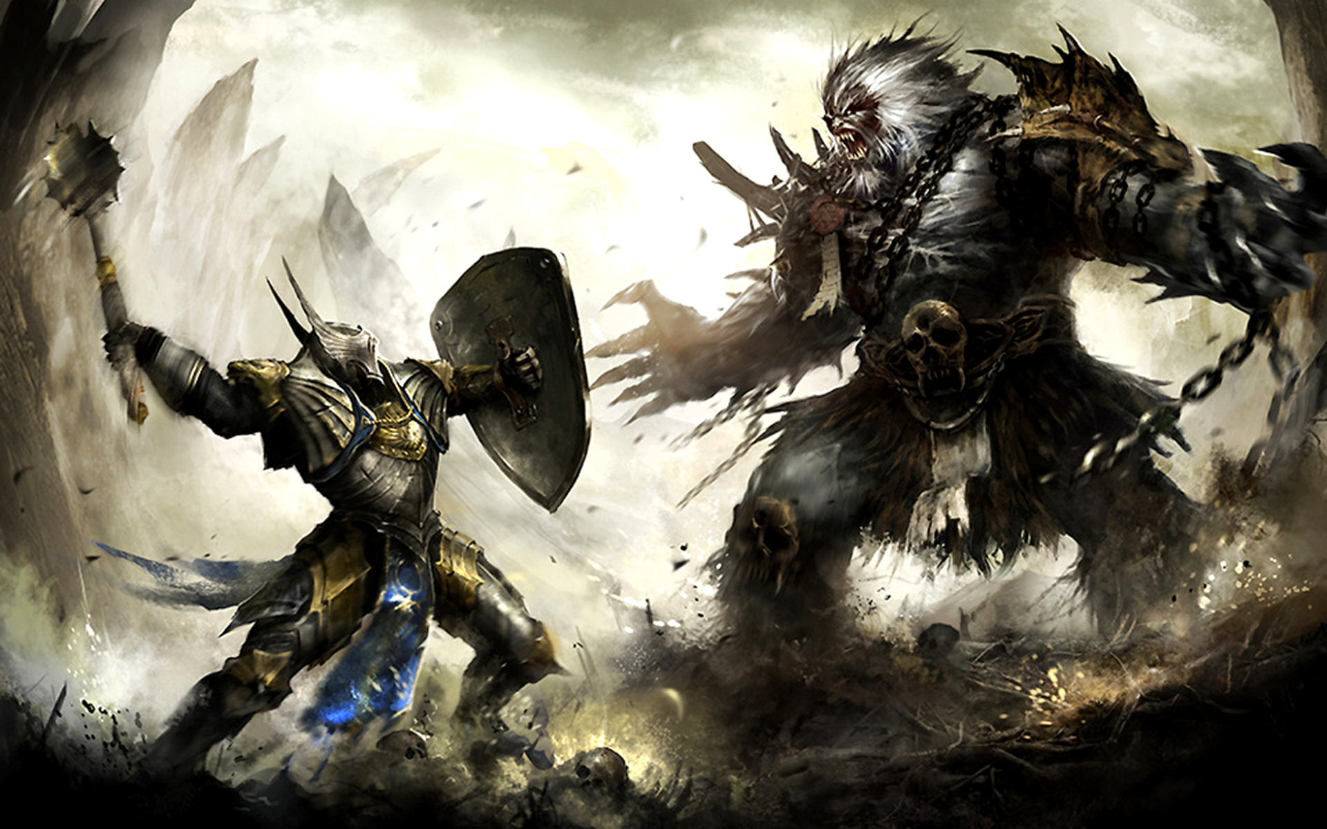 Epic Fantasy Battle Knight vs Beast HD Wallpaper