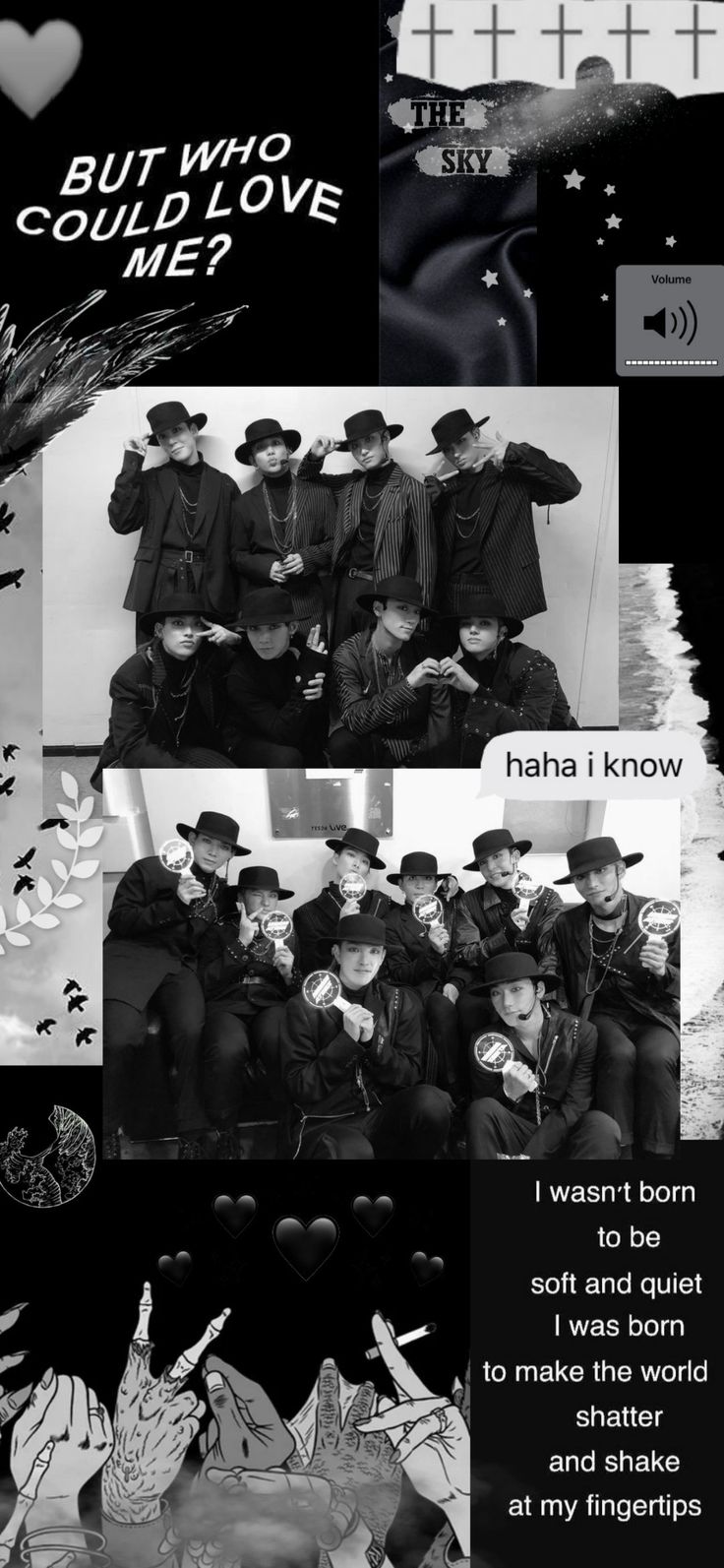 Black white wallpaper kpop ateez ot8 aesthetic idol. Black and white wallpaper, White wallpaper, Black aesthetic wallpaper