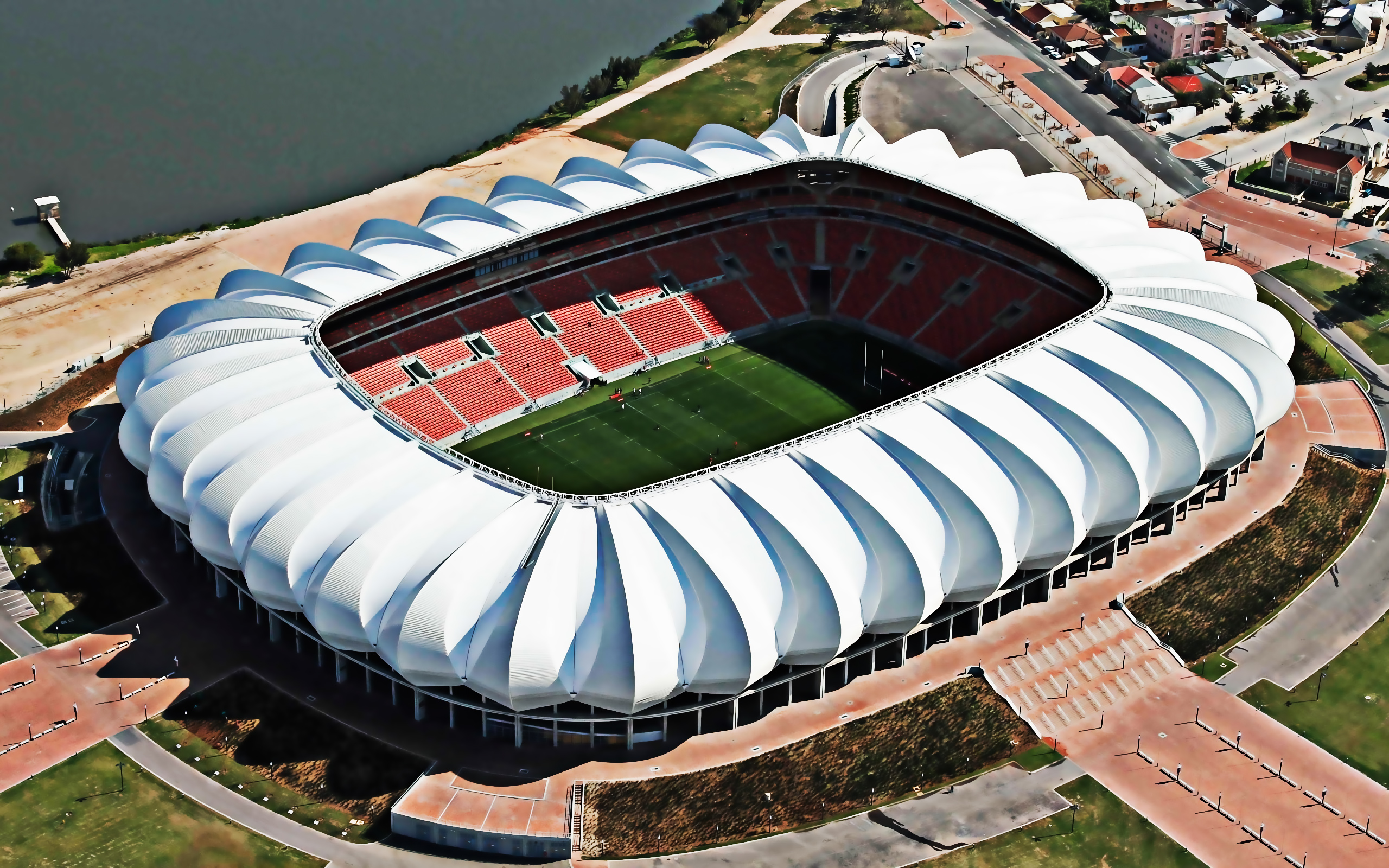 Download wallpaper Nelson Mandela Bay Stadium, The Protea, Port Elizabeth, South Africa, Chippa United stadium, south african stadiums, sports arenas for desktop with resolution 2560x1600. High Quality HD picture wallpaper