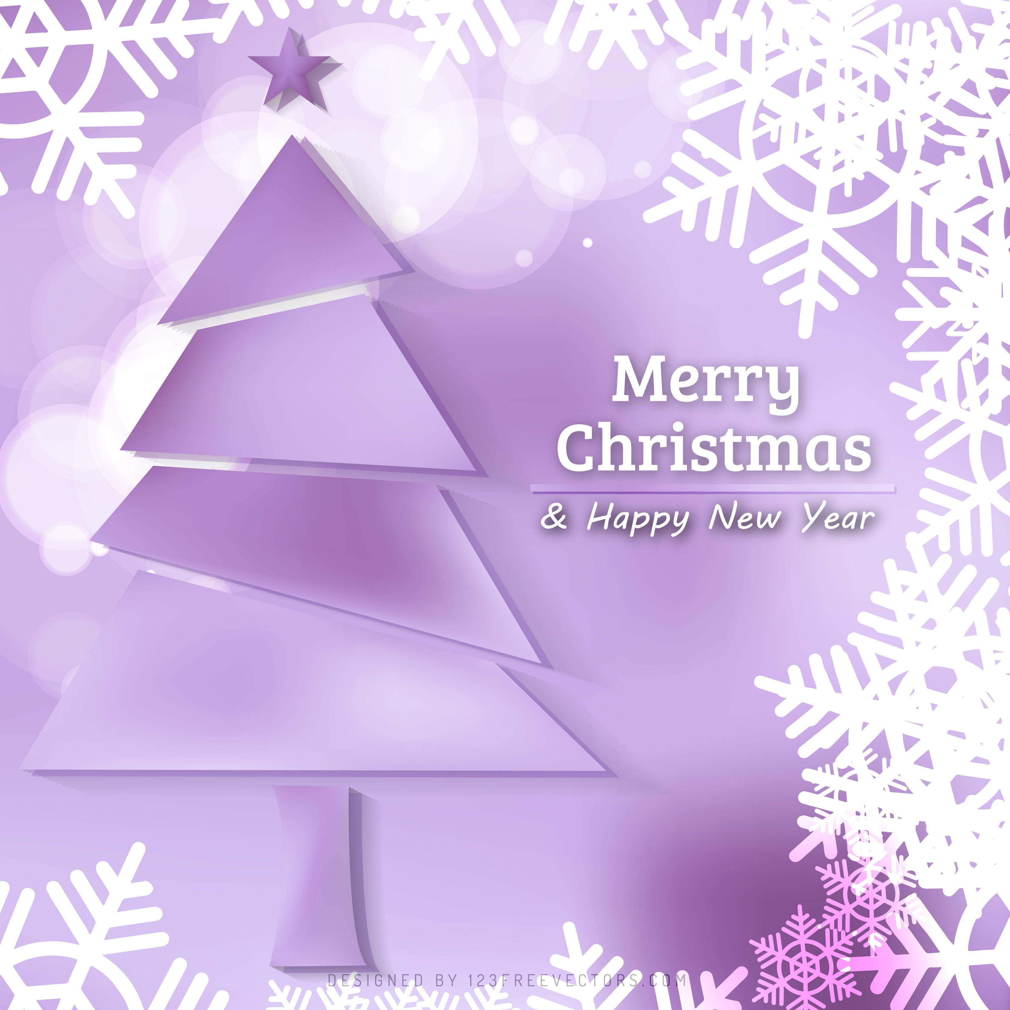Light Purple Christmas Tree and Snowflakes Background