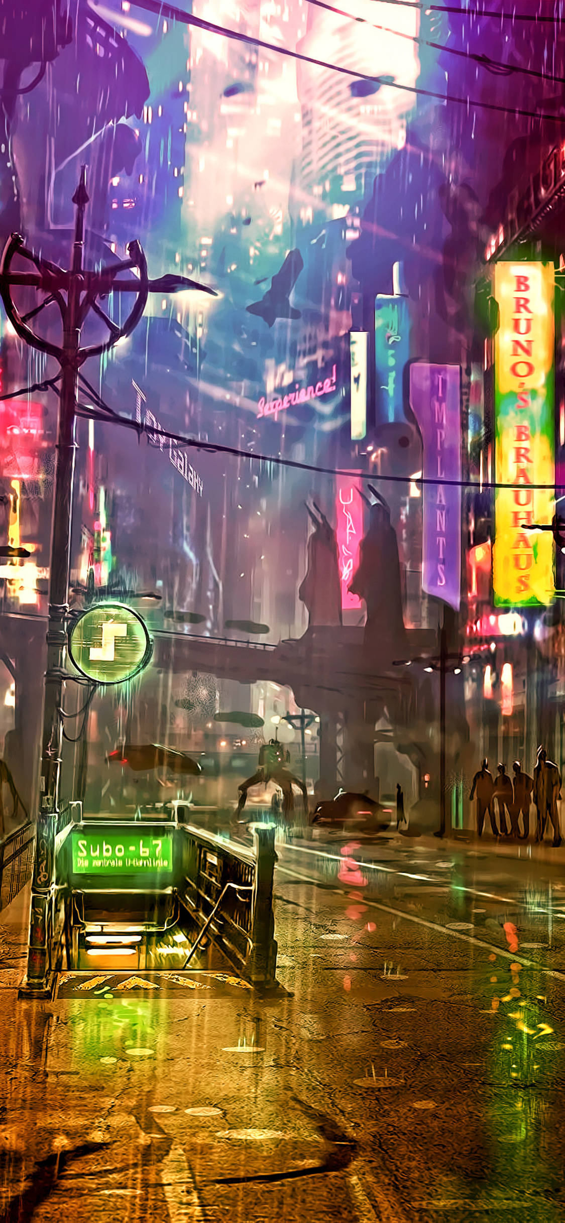 Download Futuristic City Artwork Cyberpunk iPhone X Wallpaper