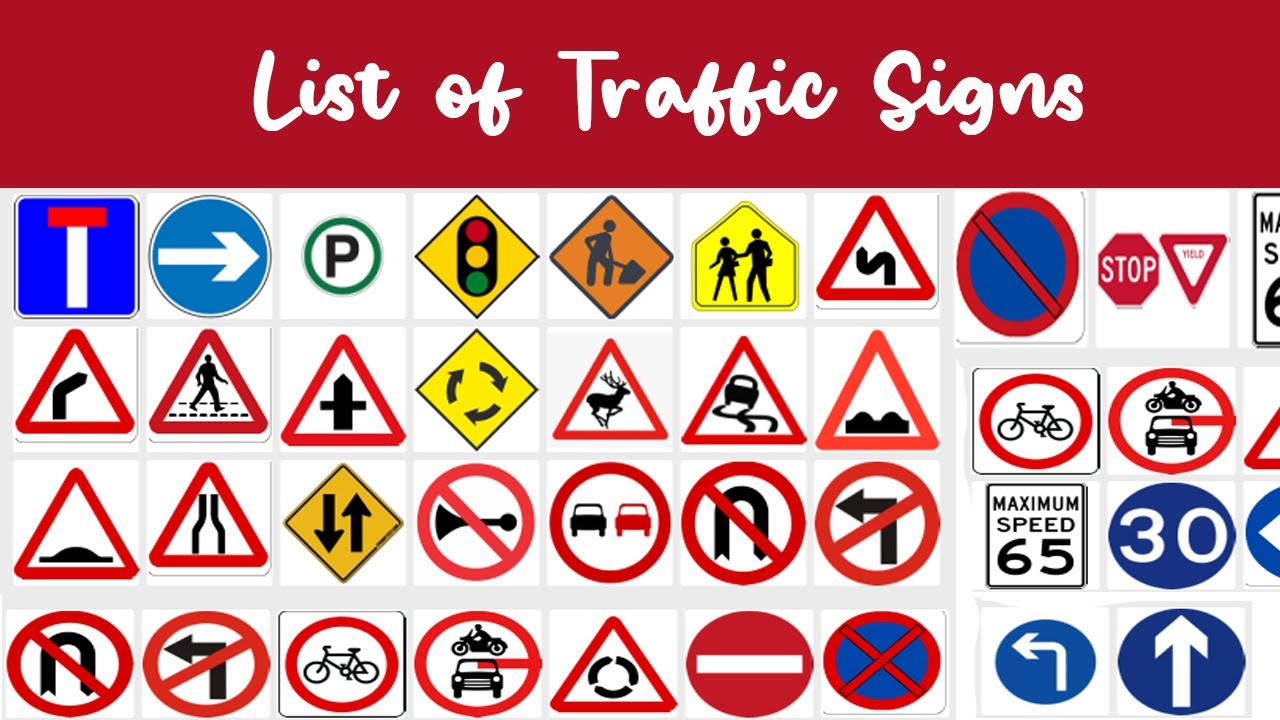 List Of Road Signs, Traffic Signs, Street Signs with Picture