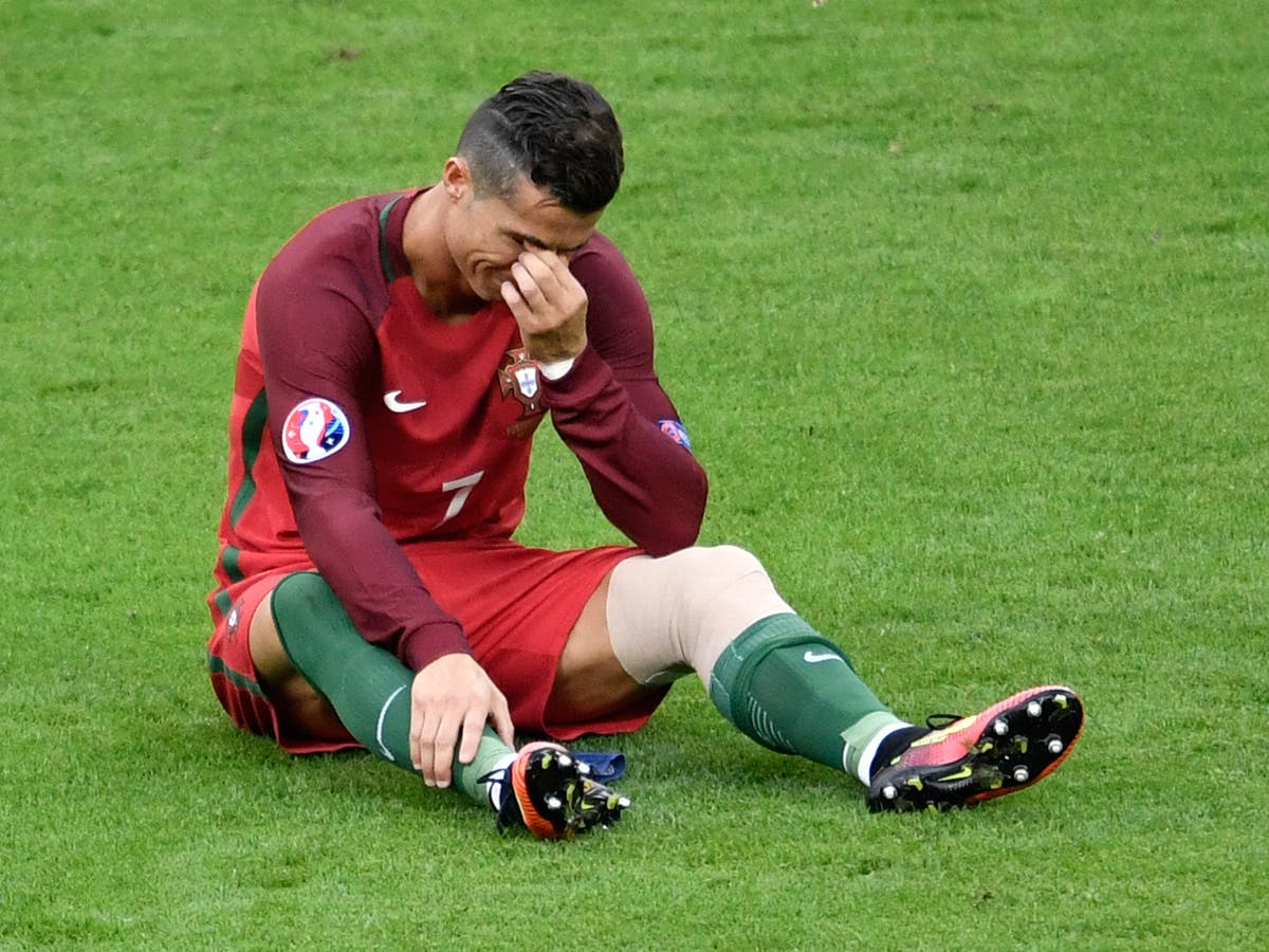 Cristiano Ronaldo starts crying as injury forces him off in Euro 2016 final to deal Portugal a major blow