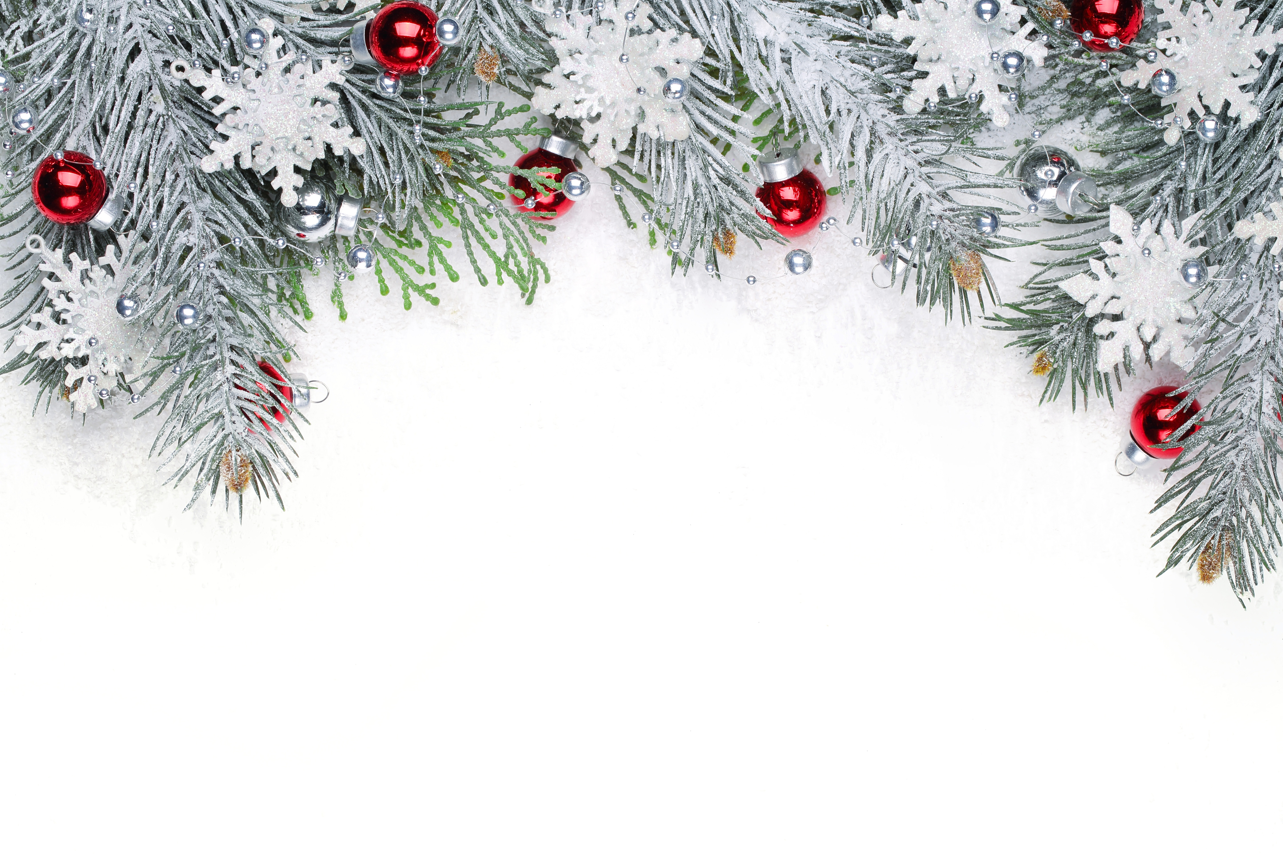 Christmas Snowy Background with Red Ornaments​-Quality Free Image and Transparent PNG Clipart