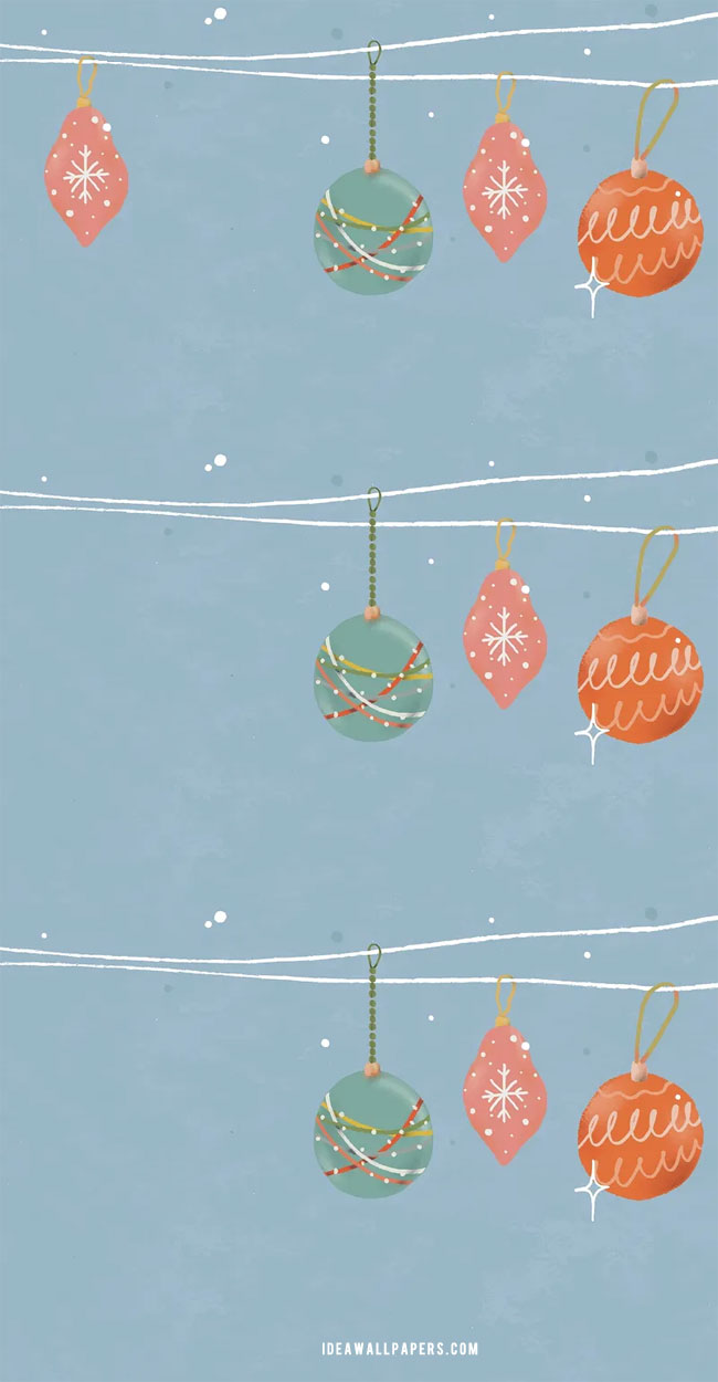 Cute Christmas Wallpaper Ideas for Phones, Hanging Baubles Wallpaper