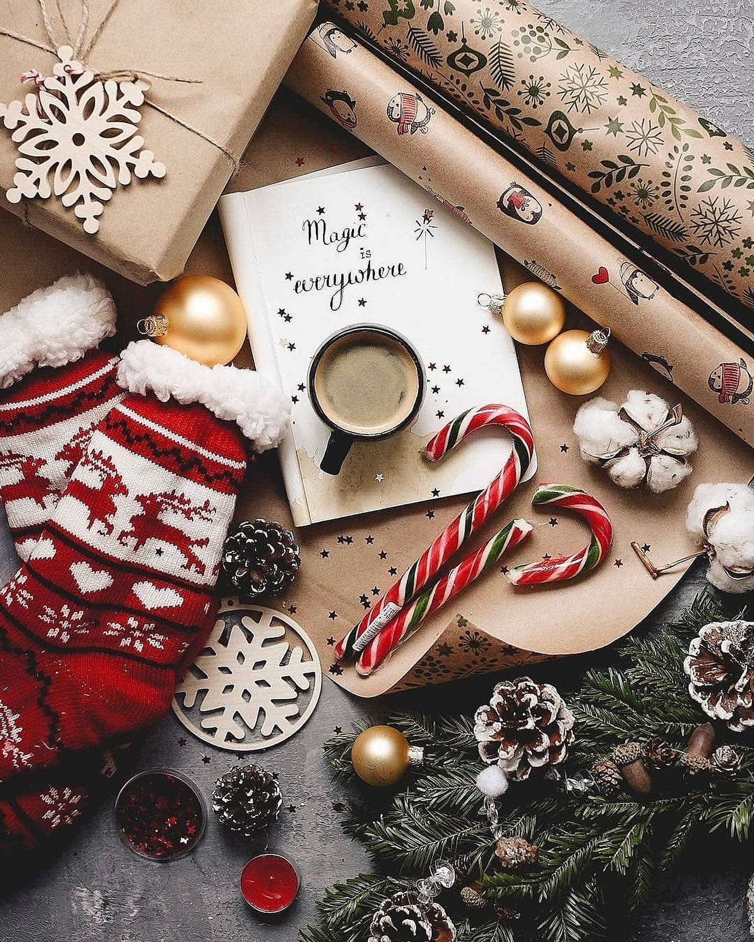 Download Cozy Christmas Aesthetic Festive Socks Wallpaper