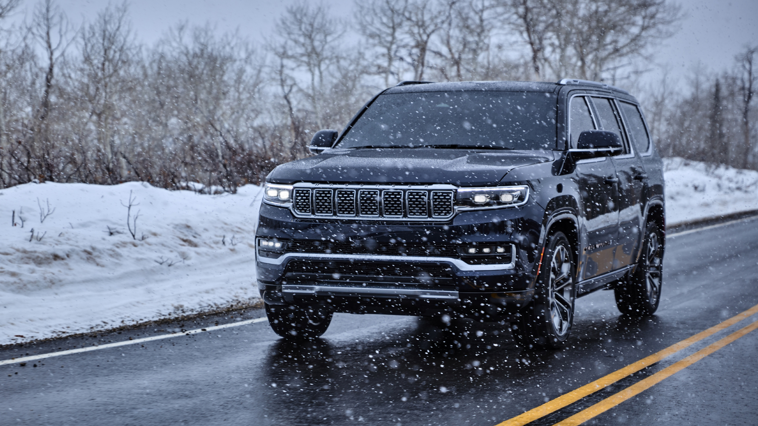 2022 Jeep Grand Wagoneer Series III SUV on the road in winter Desktop wallpaper 1680x1050