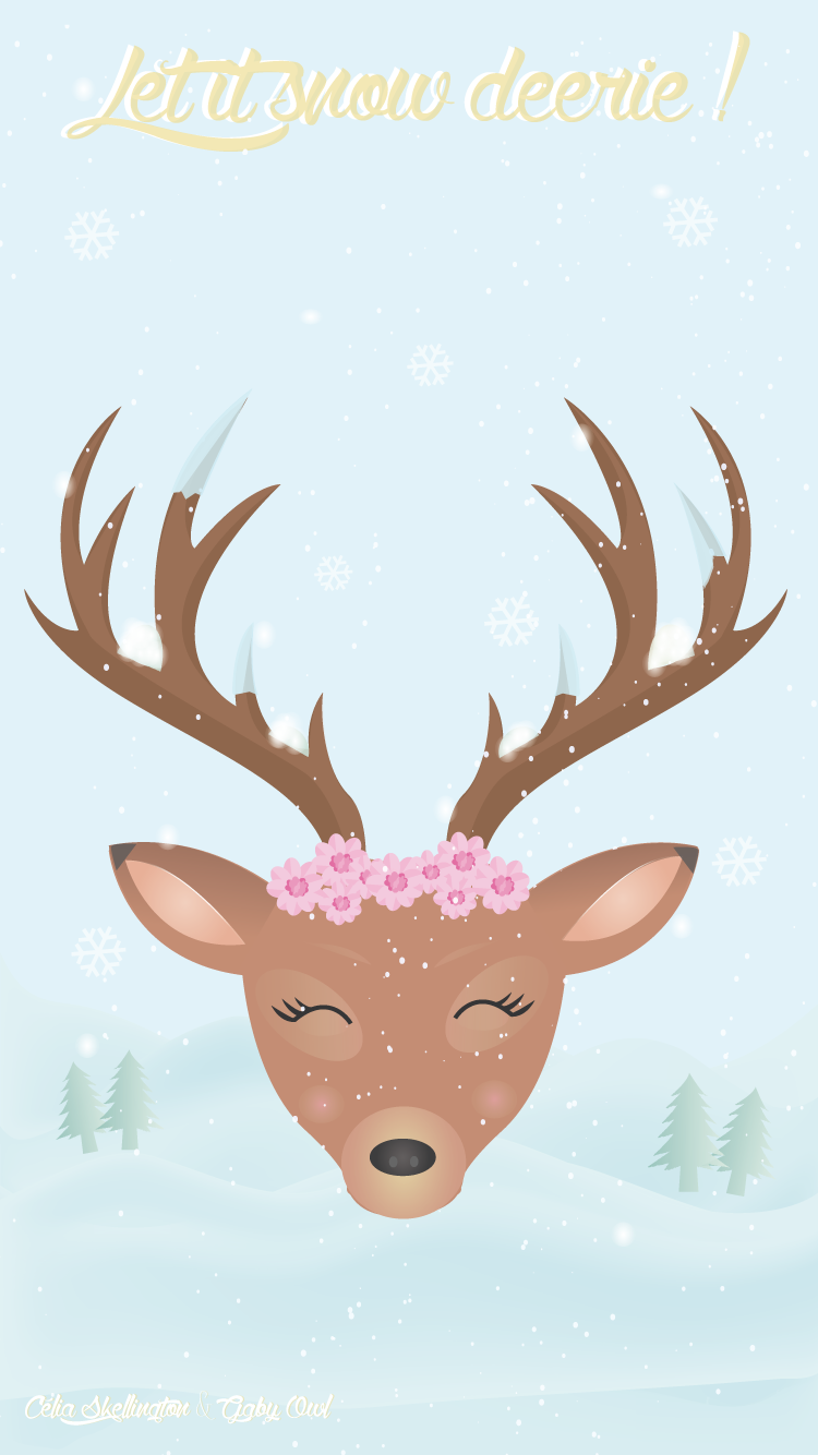 Snow Deer Wallpaper iPhone. Dibujos animados navideños, Fondos de pantalla de feliz navidad, Fondos navidad