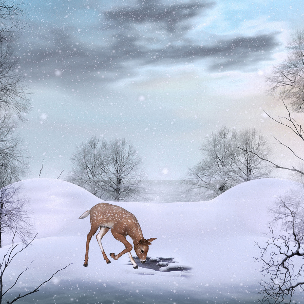 Cute Winter Background with Deer​-Quality Free Image and Transparent PNG Clipart
