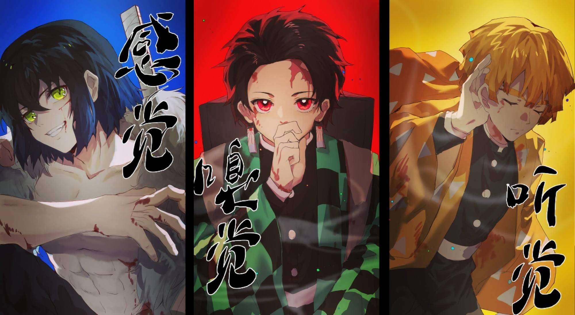 Download Zenitsu, Tanjiro And Inosuke Wallpaper