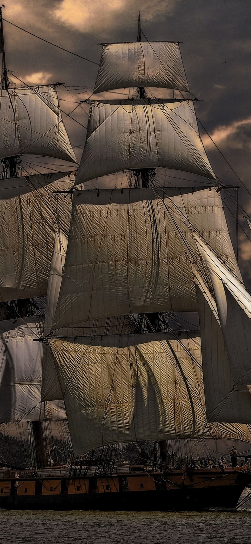 Great Ship Sea Cruise Water Fall Nature iPhone X Wallpaper Free Download