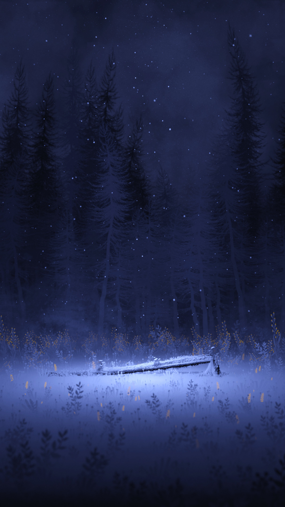 Download wallpaper 1080x1920 snowfall of winter night, meadow, art, 1080p wallpaper, samsung galaxy s s note, sony xperia z, z z z htc one, lenovo vibe, google pixel oneplus honor